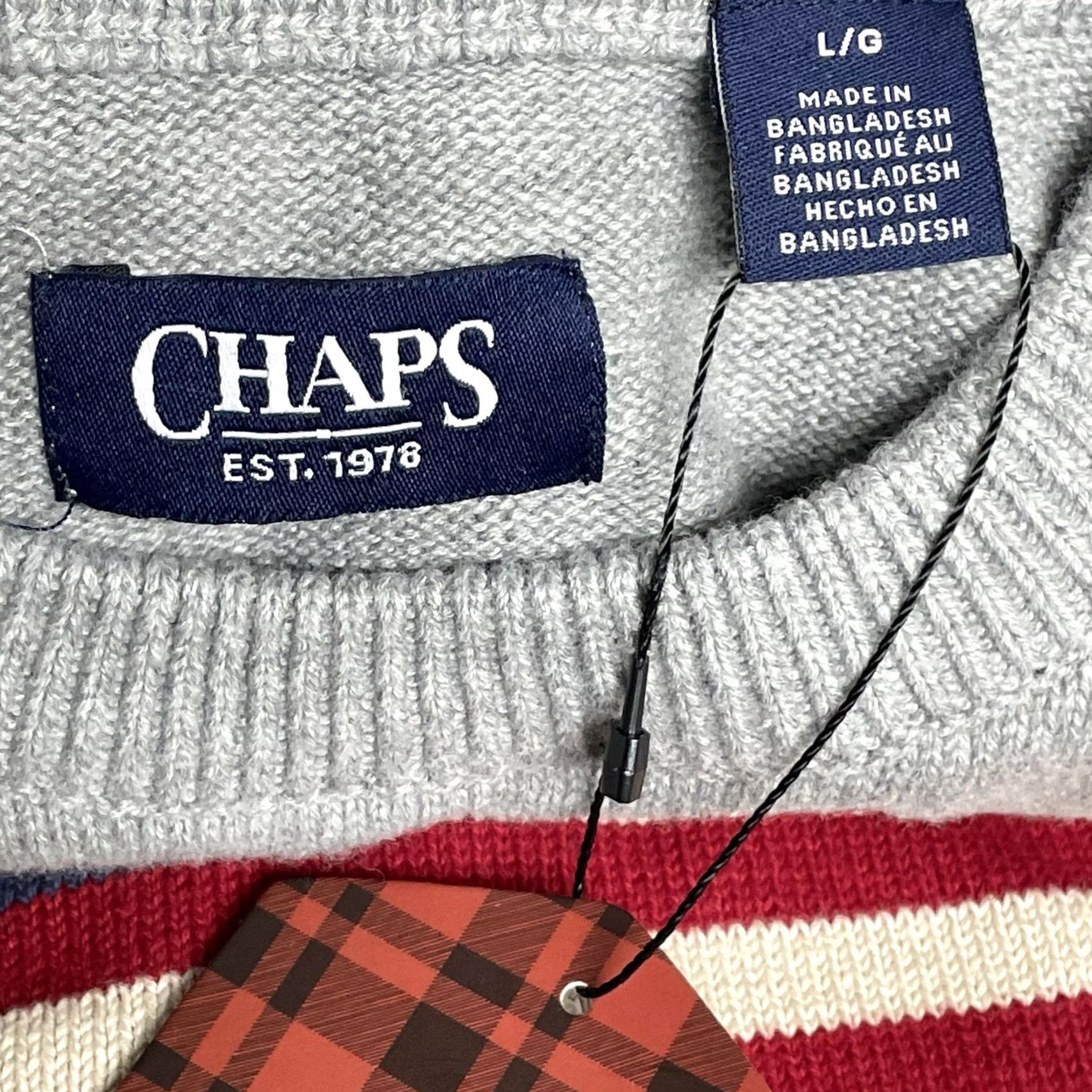 Chaps Chaps Men Light Gray Embroidered American Flag Crewneck Long Sleeve Sweater L Size US L / EU 52-54 / 3 - 3 Thumbnail