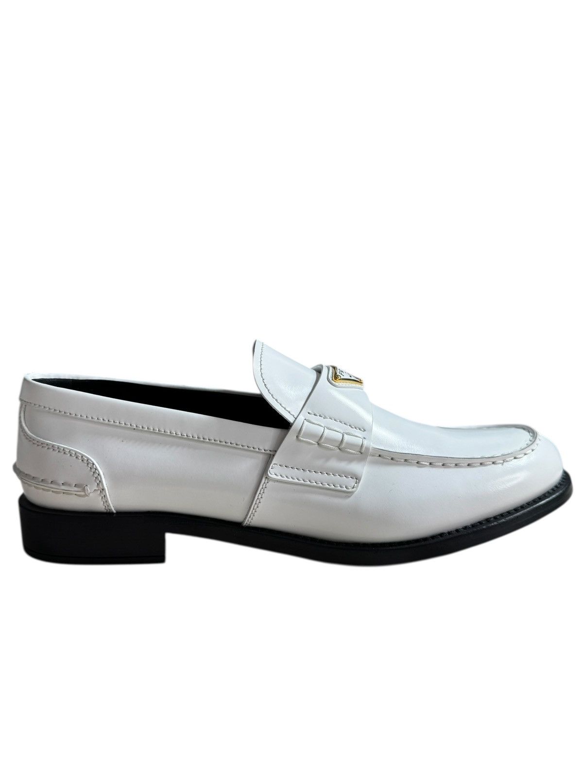 Prada Prada white leather loafers with gold logo, size 41 Size US 11 / IT 41 - 6 Thumbnail