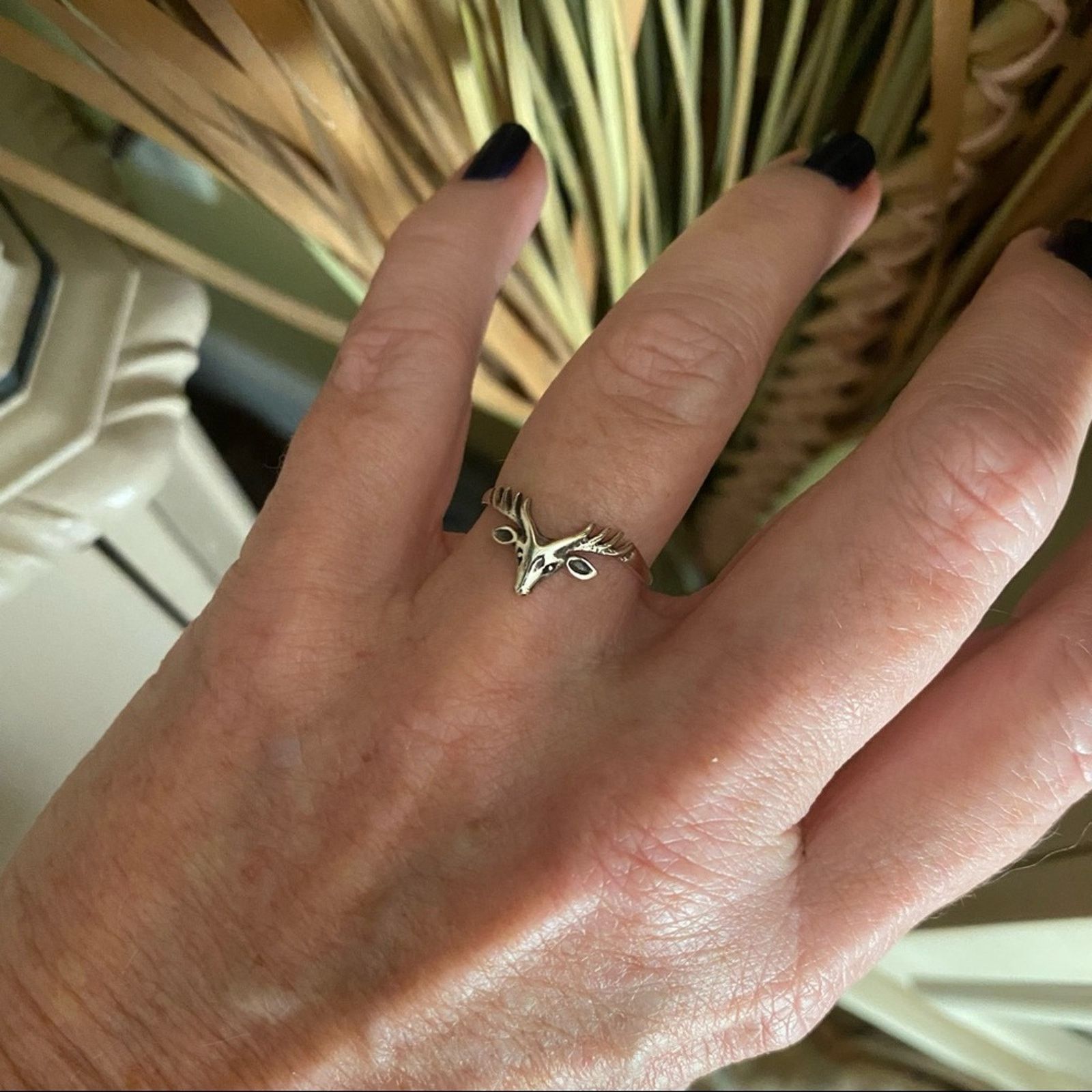 The Unbranded Brand Sterling Silver Buck Deer Head Ring Sizes 7,8,9 Size ONE SIZE - 7 Thumbnail