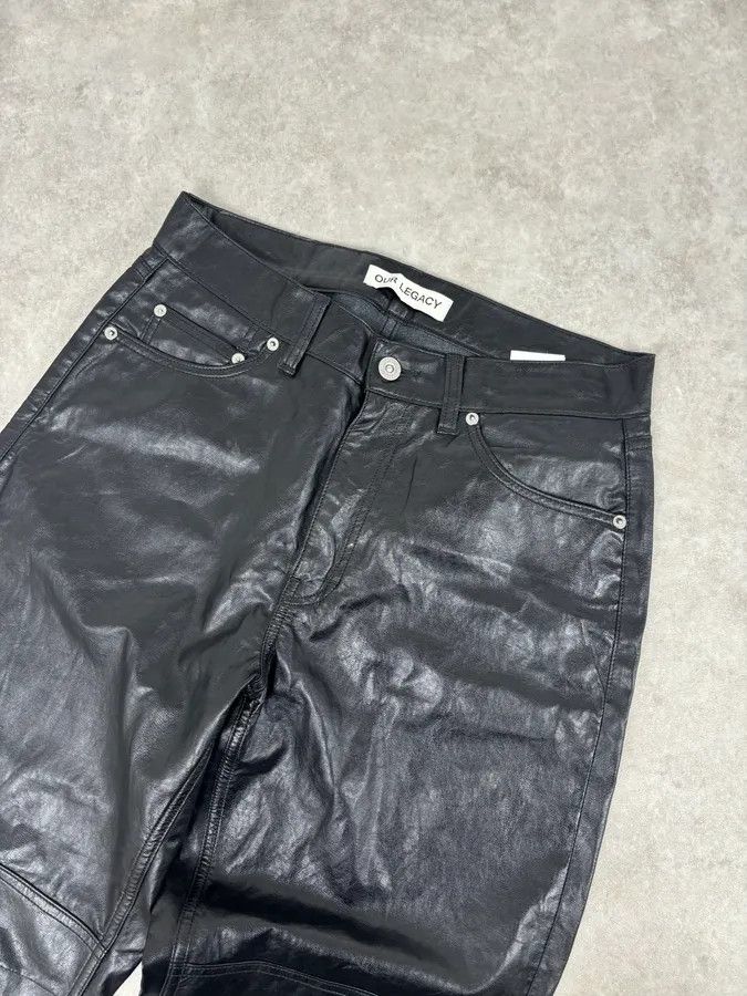 Our Legacy Our Legacy Black Faux Leather Formal Moto Cut Pants Size US 32 / EU 48 - 5 Thumbnail