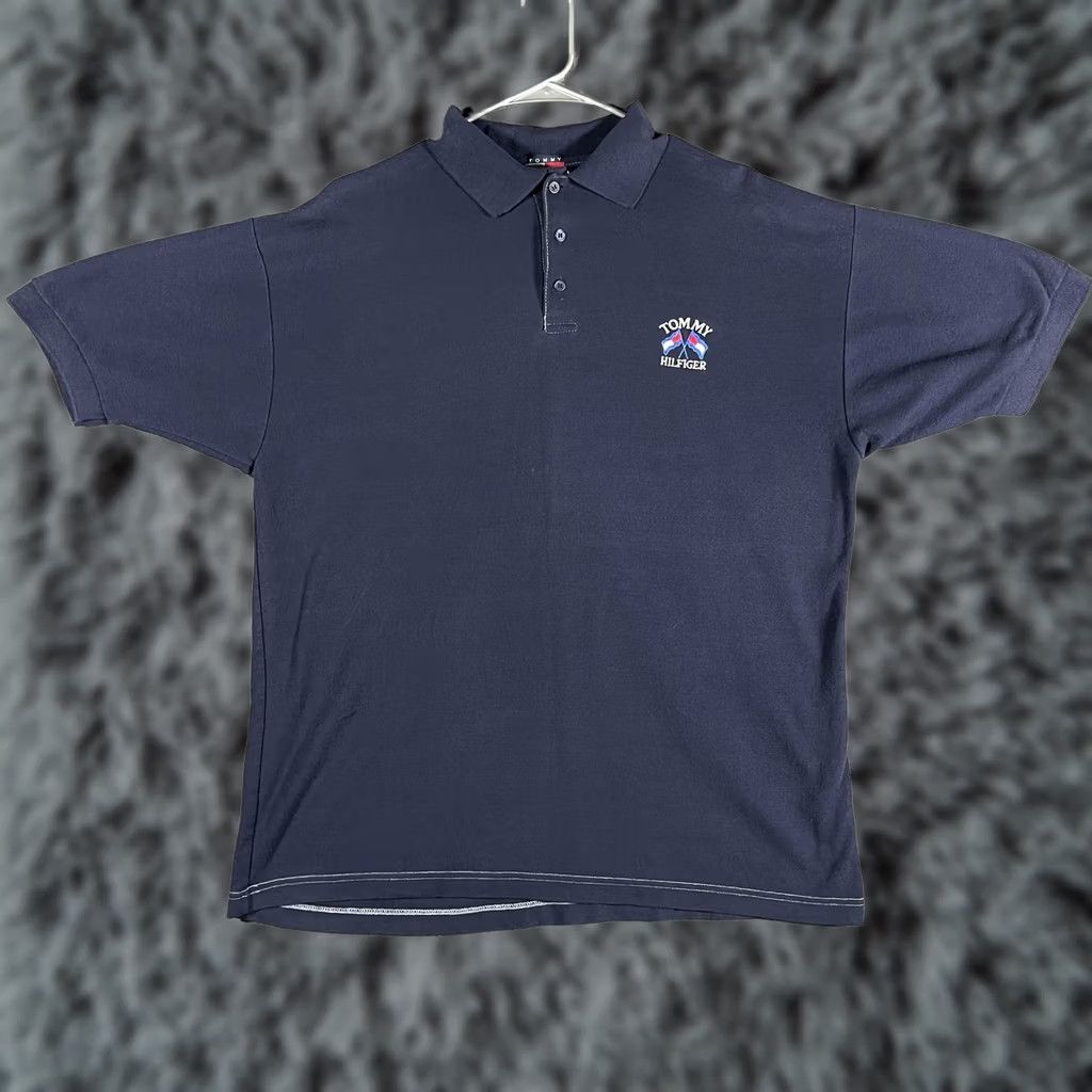 Tommy Hilfiger VTG Tommy Hilfiger Polo Shirt Mens XL Navy Blue Embroidered Flags Logo Golf USA Shirt Mens XL Navy Embroidered Flags Logo Size US XL / EU 56 / 4 - 1 Thumbnail
