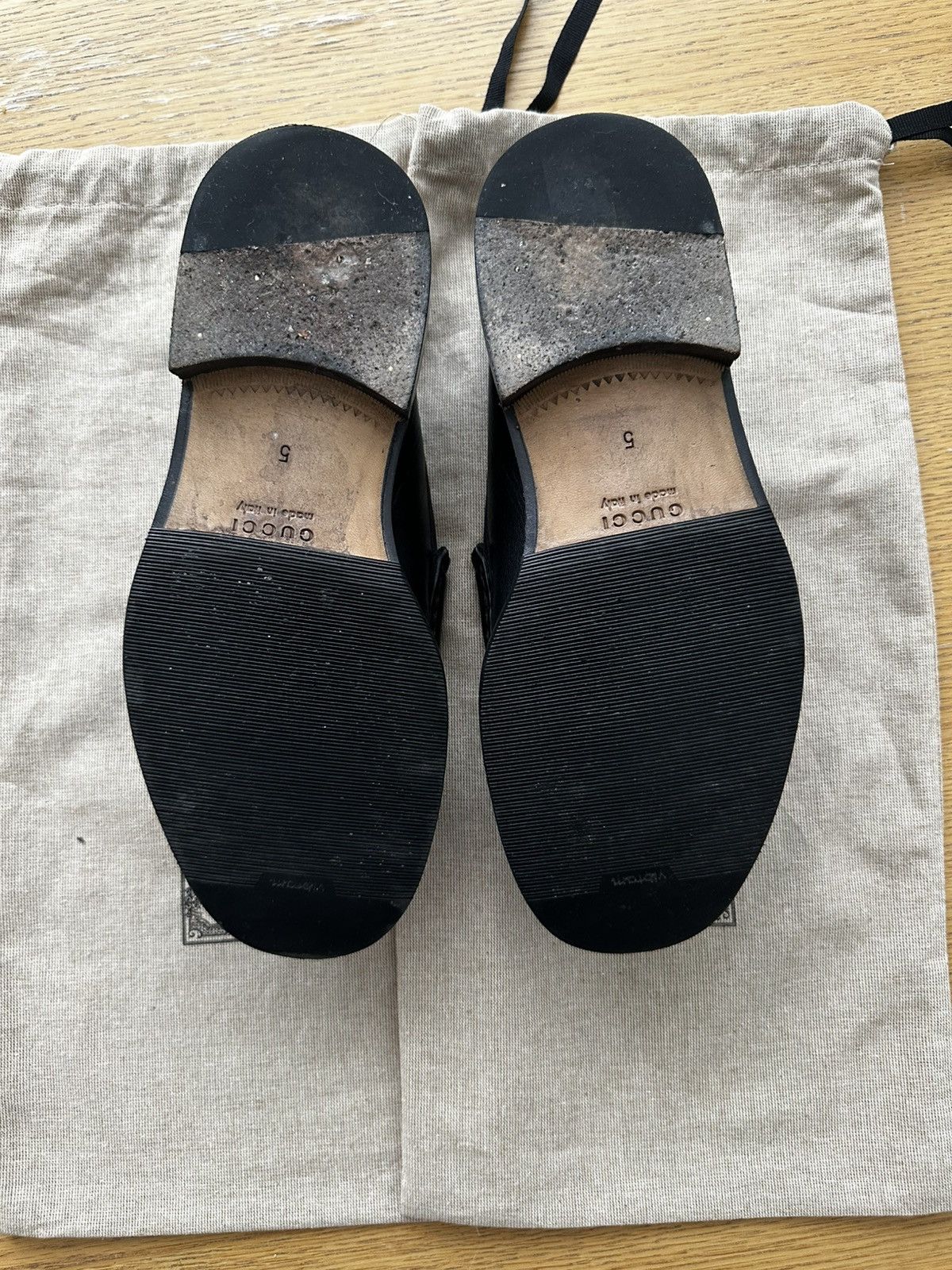 Gucci Gucci Loafers - Black Leather Gold Horsebit Buckle Size US 5 / EU 37 - 2 Thumbnail