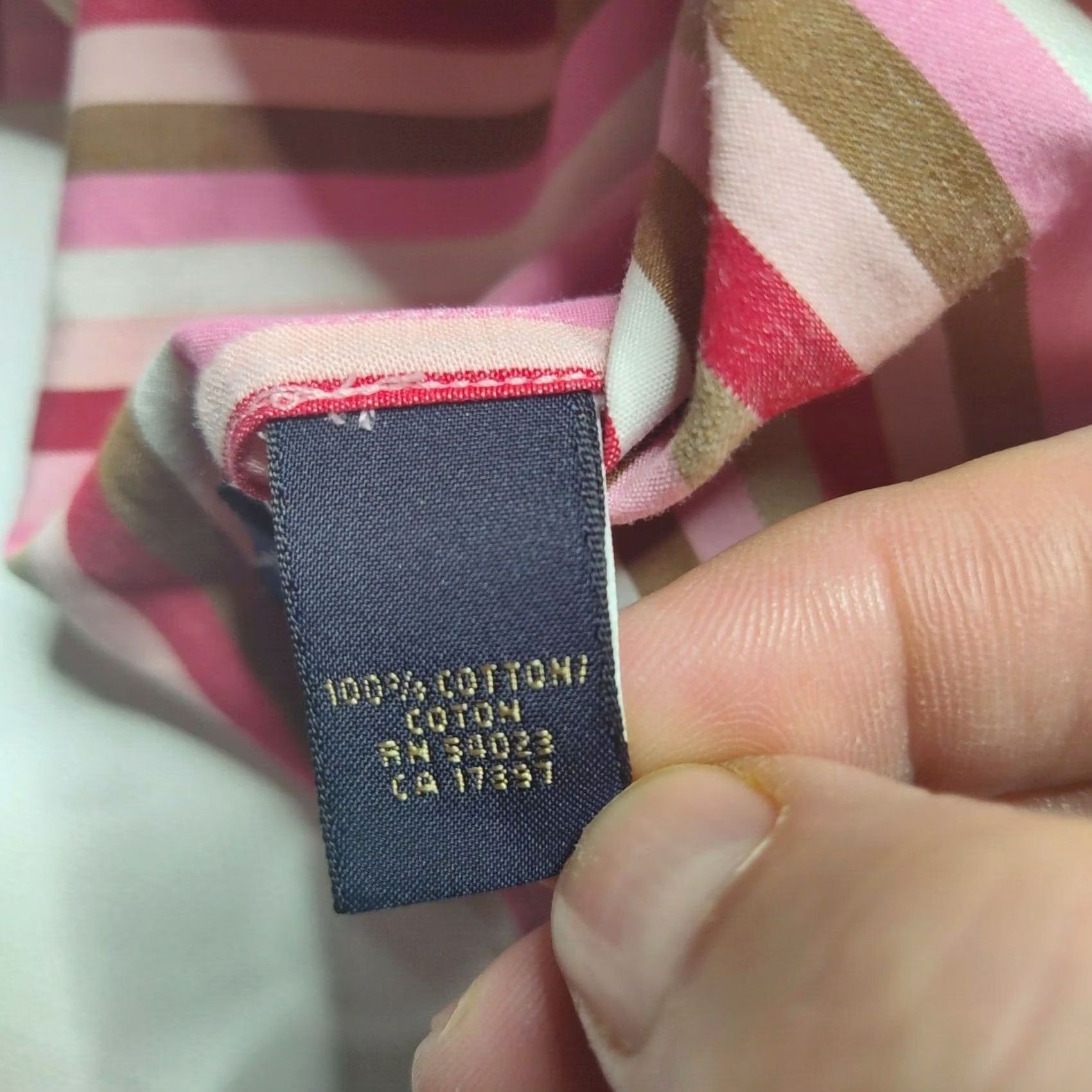 Banana Republic Banana Republic Shirt Men Large Pink Striped Cotton Button-Up Open Collar Long Sleeve Flip Cuff 100% Cotton Shirt Size US L / EU 52-54 / 3 - 5 Thumbnail