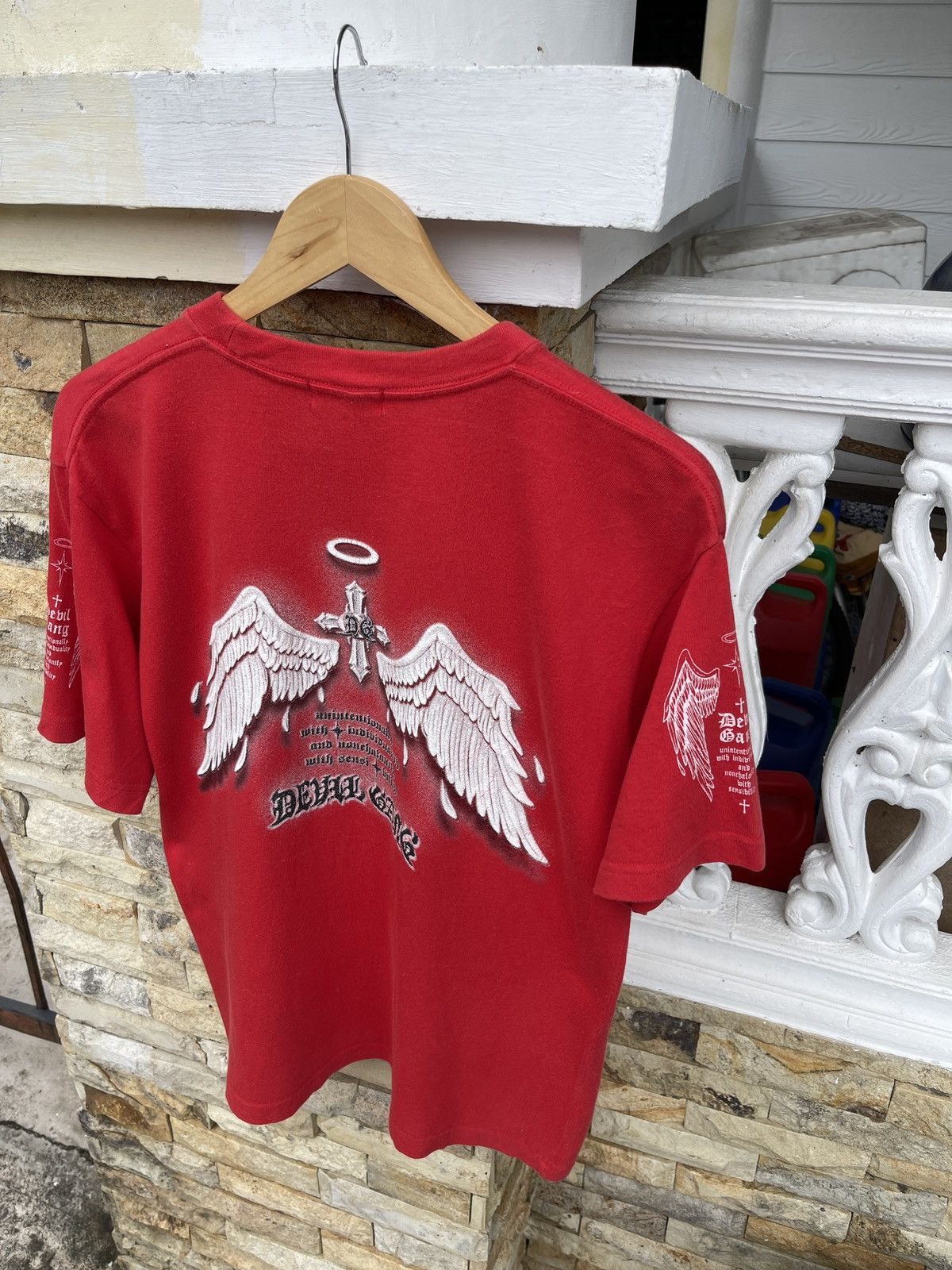 Affliction Rare🔥Vintage Devil Gang Bird Wing Cross ERD GRUNGE TEE Size US L / EU 52-54 / 3 - 5 Thumbnail