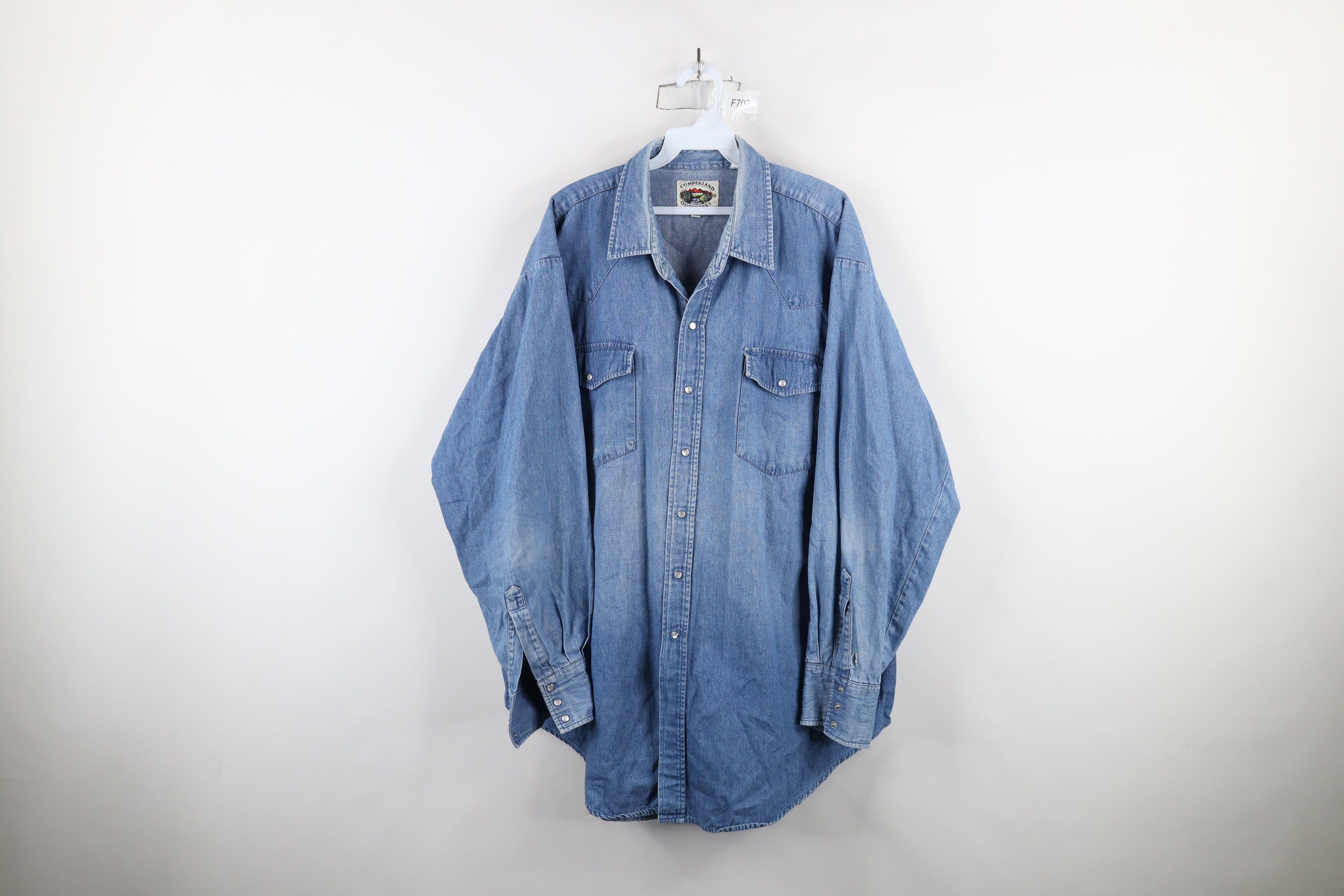 Vintage Vintage 90s Streetwear Cowboy Denim Jean Snap Button Shirt Size US XXL / EU 58 / 5 - 1 Thumbnail
