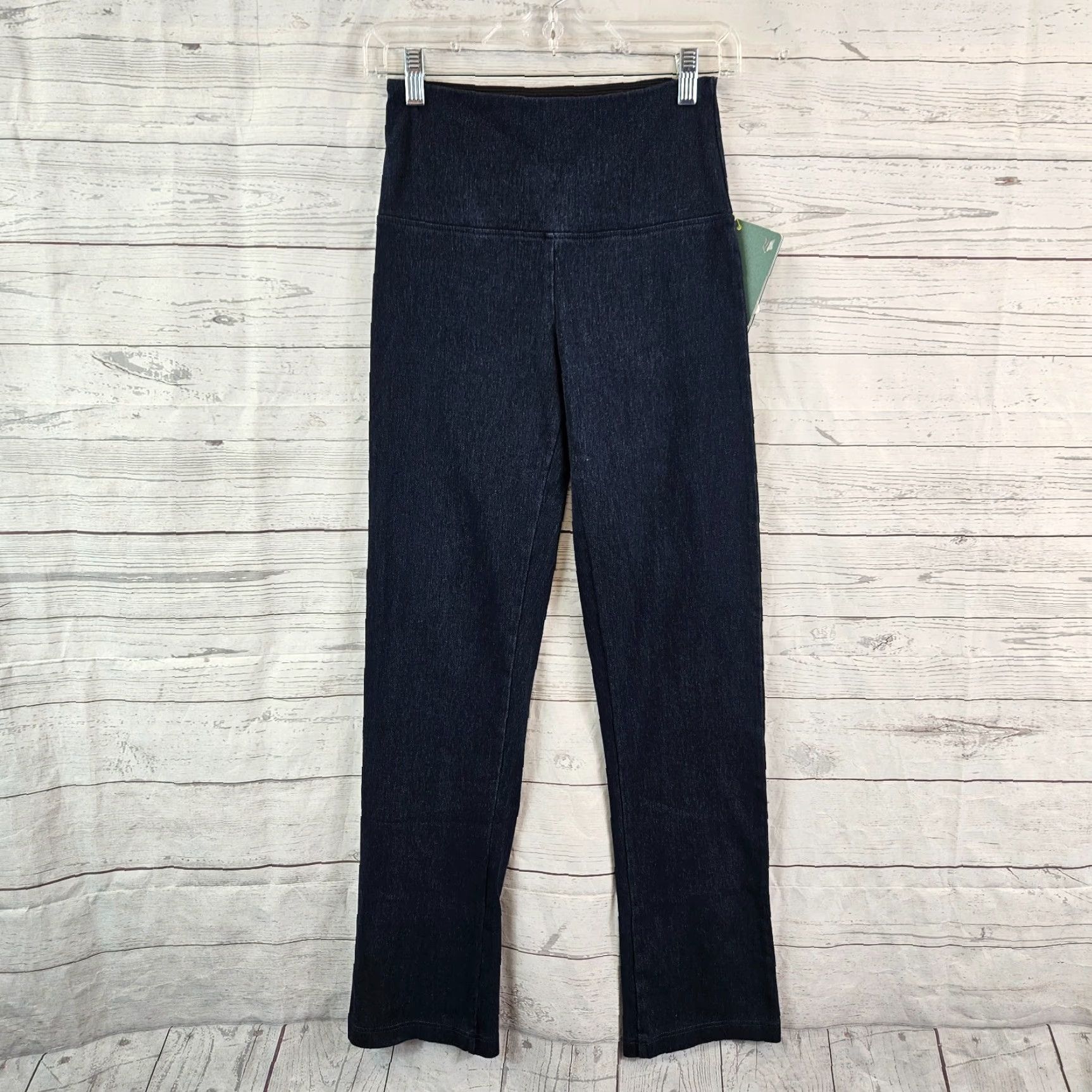 Vintage Lysse Womens Straight Leg Leggings Sz S Blue Pull On Mid Rise Cotton Blend Leggings Size 28" / US 6 / IT 42 - 2 Thumbnail