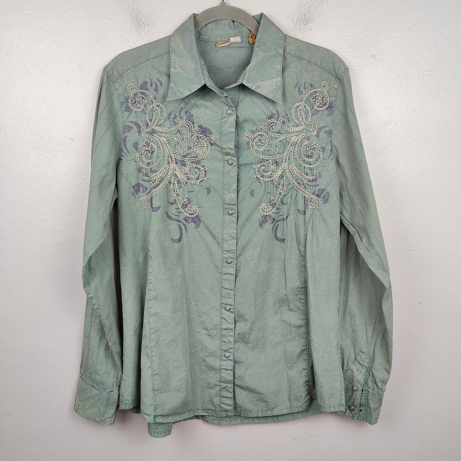 Wrangler Vintage Wrangler Pearl Snap Shirt Womens Large Green Size L / US 10 / IT 46 - 1 Thumbnail
