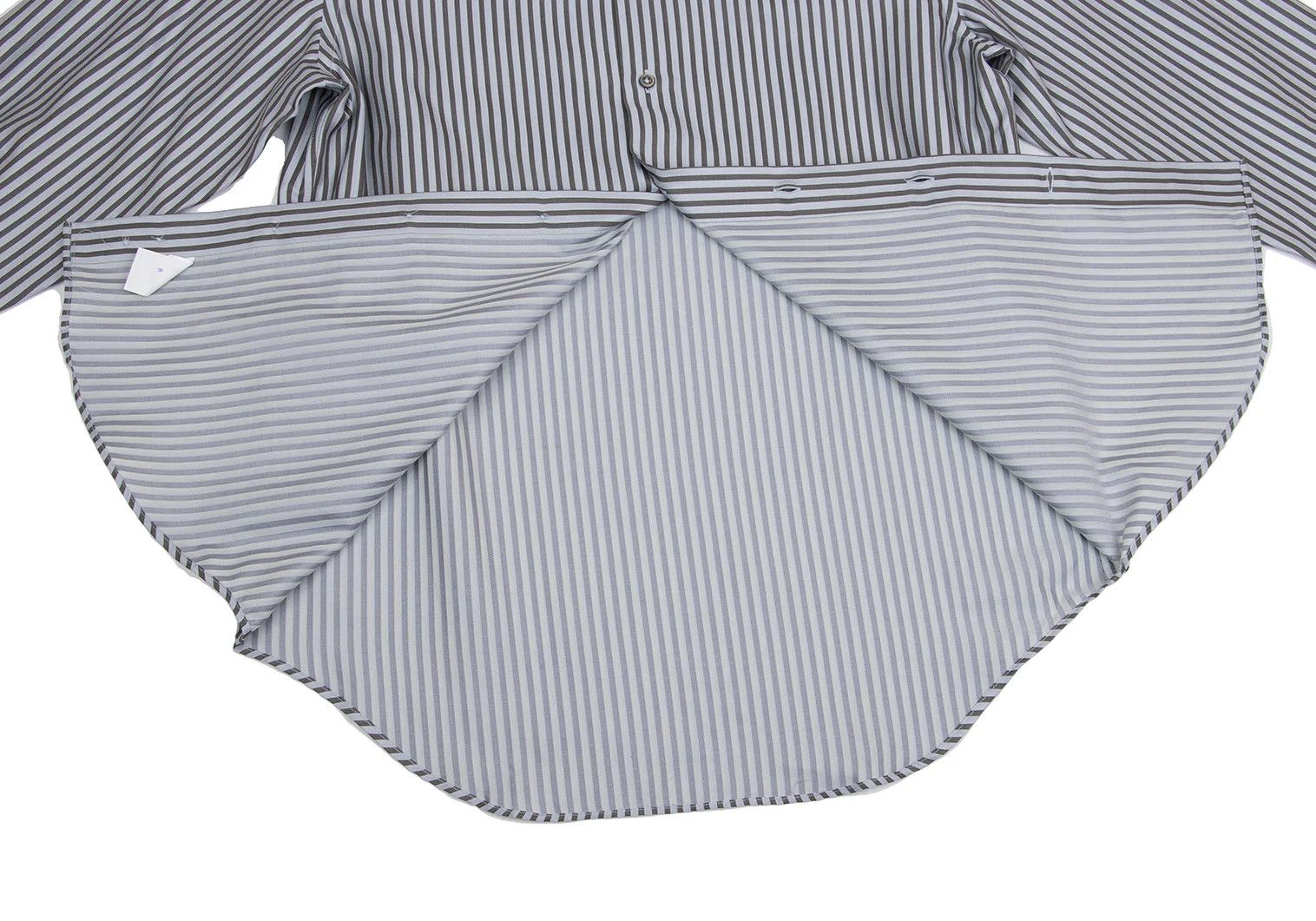 Armani Collezioni Cotton Stripe Long Sleeve Shirt in Gray and Light Blue Size US M / EU 48-50 / 2 - 8 Thumbnail