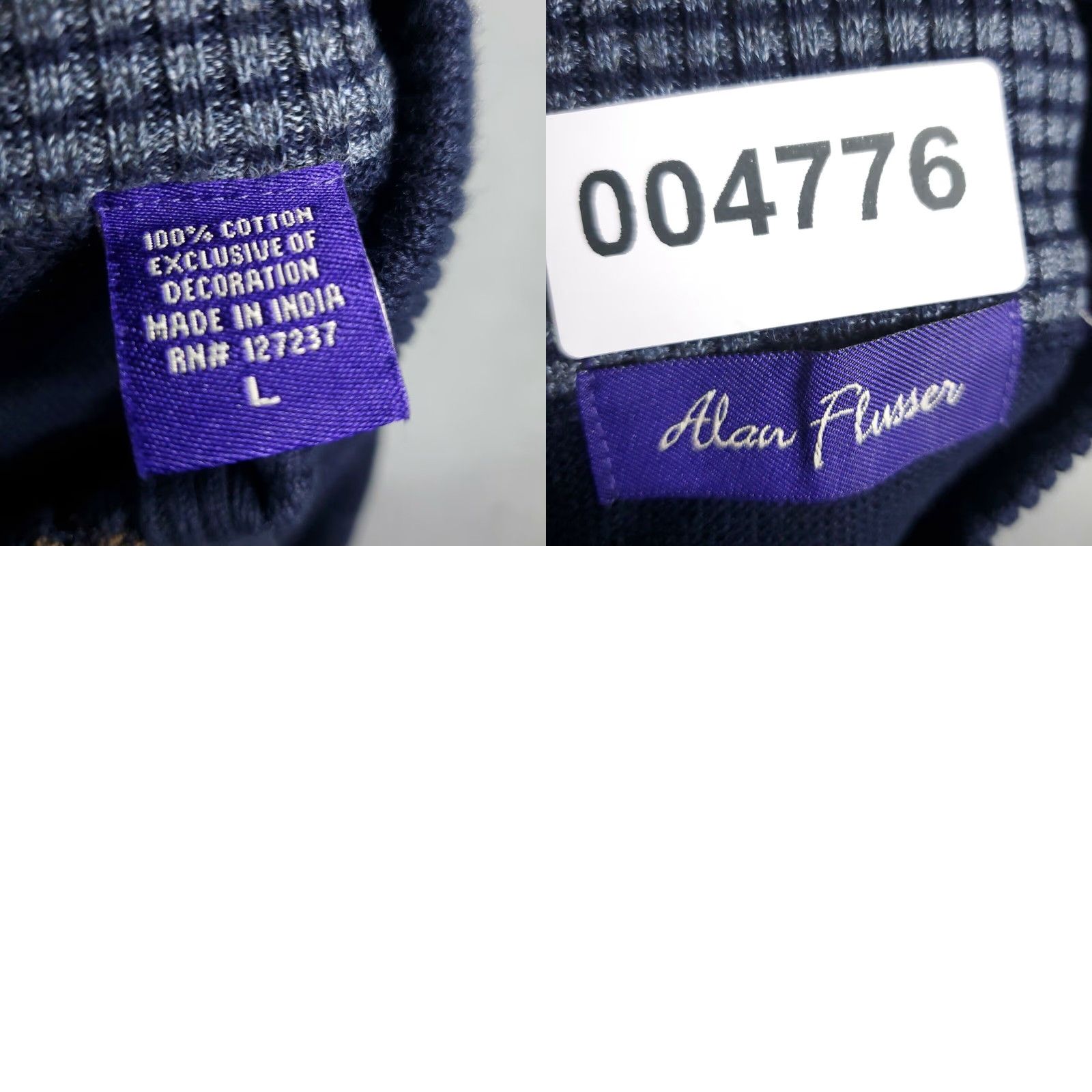 Vintage Alan Flusser Mens Large Quarter Zip Pullover Sweater Sweatshirt Blue Check Size US L / EU 52-54 / 3 - 8 Thumbnail