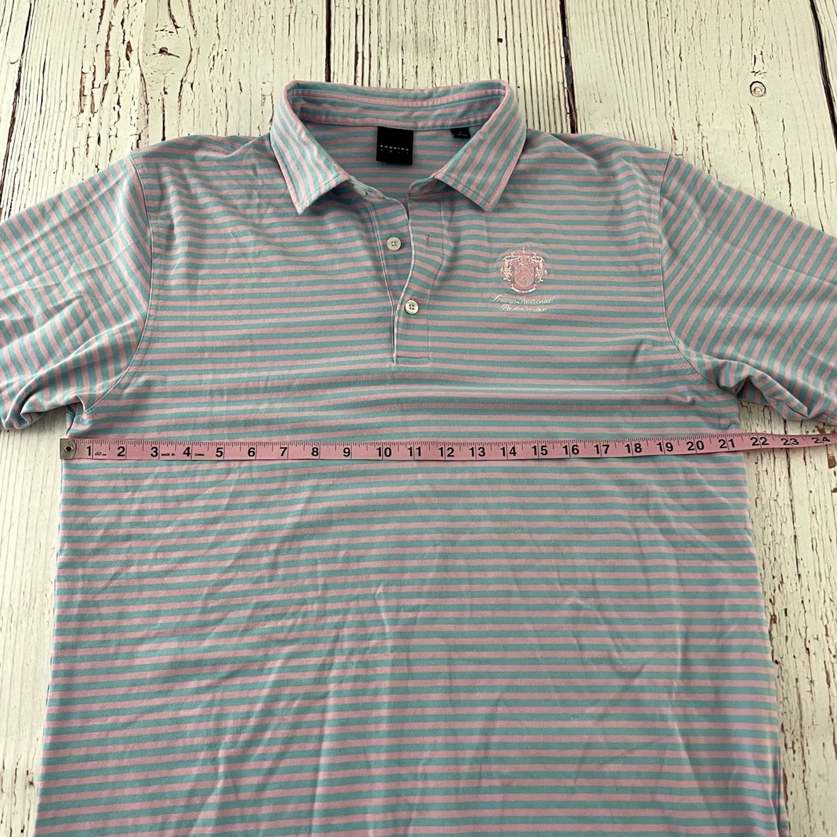 Vintage Dunning Striped Short Sleeve Polo Mens Large Blue Pink Shirt Size US L / EU 52-54 / 3 - 4 Thumbnail