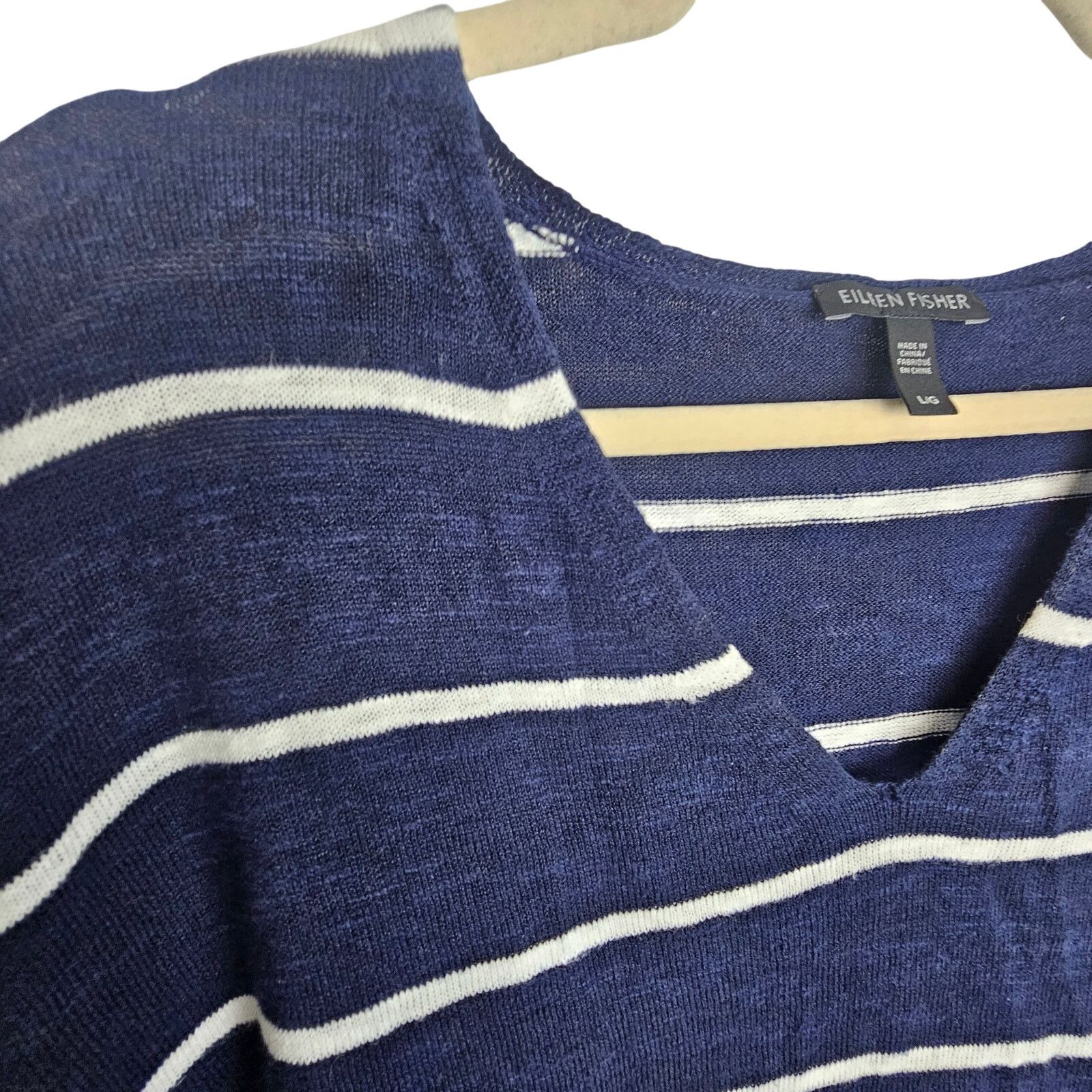 Eileen Fisher Eileen Fisher Womens Striped Linen Cotton Top L Coastal Size L / US 10 / IT 46 - 5 Thumbnail