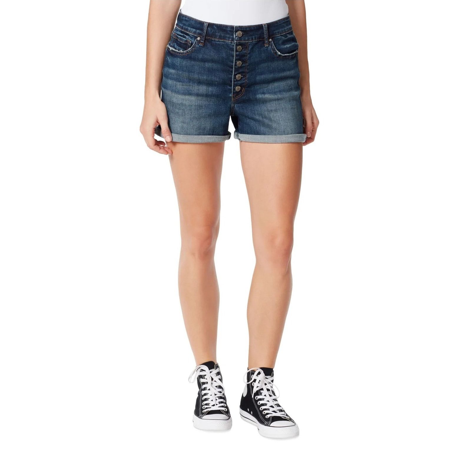 The Unbranded Brand Frayed Women Dark Wash Cut Off High Waist Shorts Size 32 Size 32" / US 10 / IT 46 - 1 Thumbnail