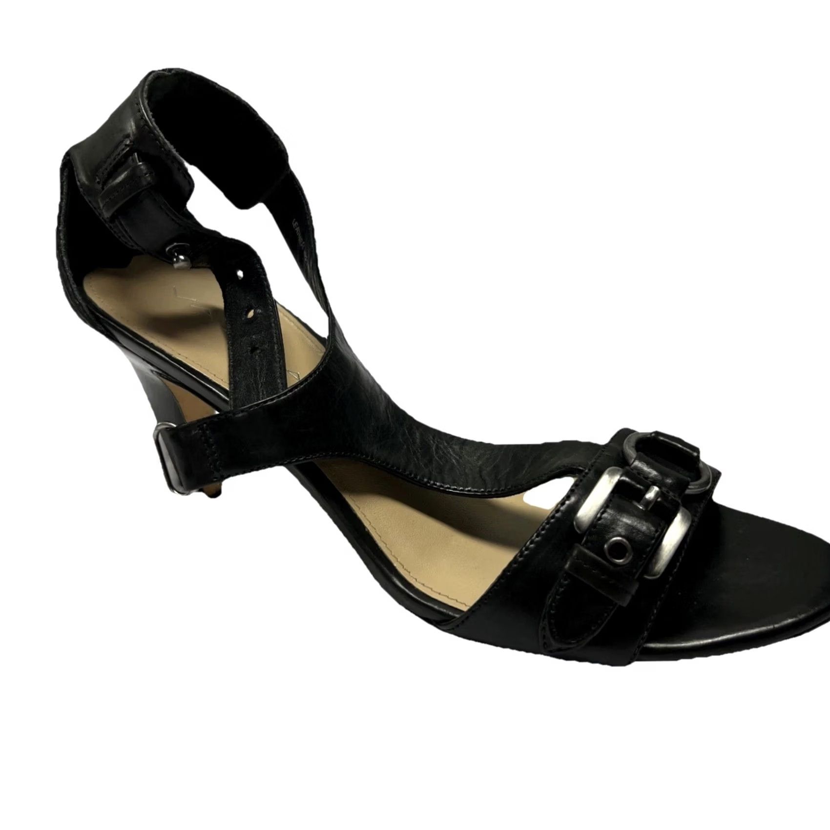 Vintage VIA SPIGA Black Leather Heels Women’s 7.5M Ankle Strap Block Heel Sandals Size US 8 / IT 38 - 6 Thumbnail