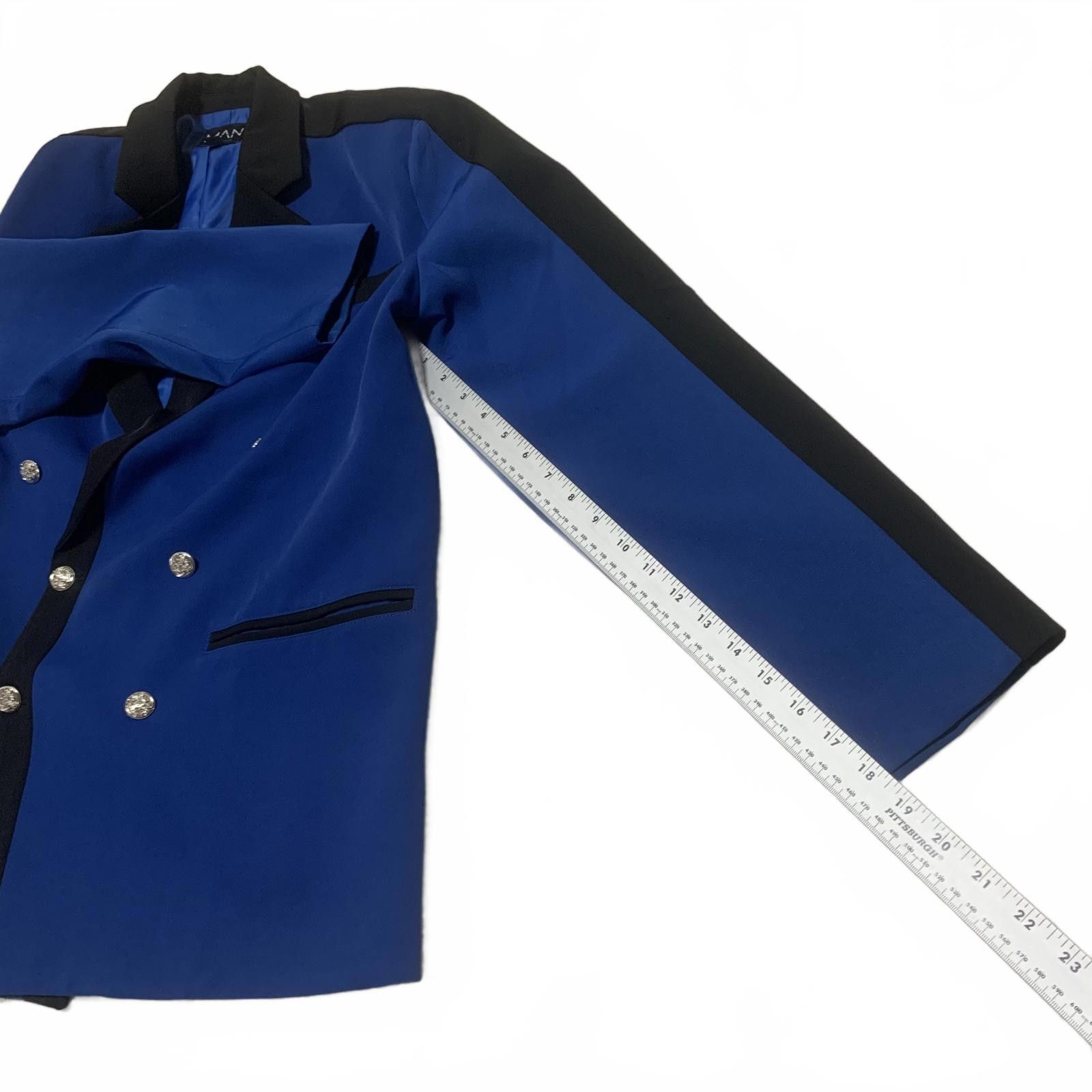 7 For All Mankind boohooMAN Men's 38 Royal Blue Double Breasted Blazer Silver Size 38R - 9 Thumbnail