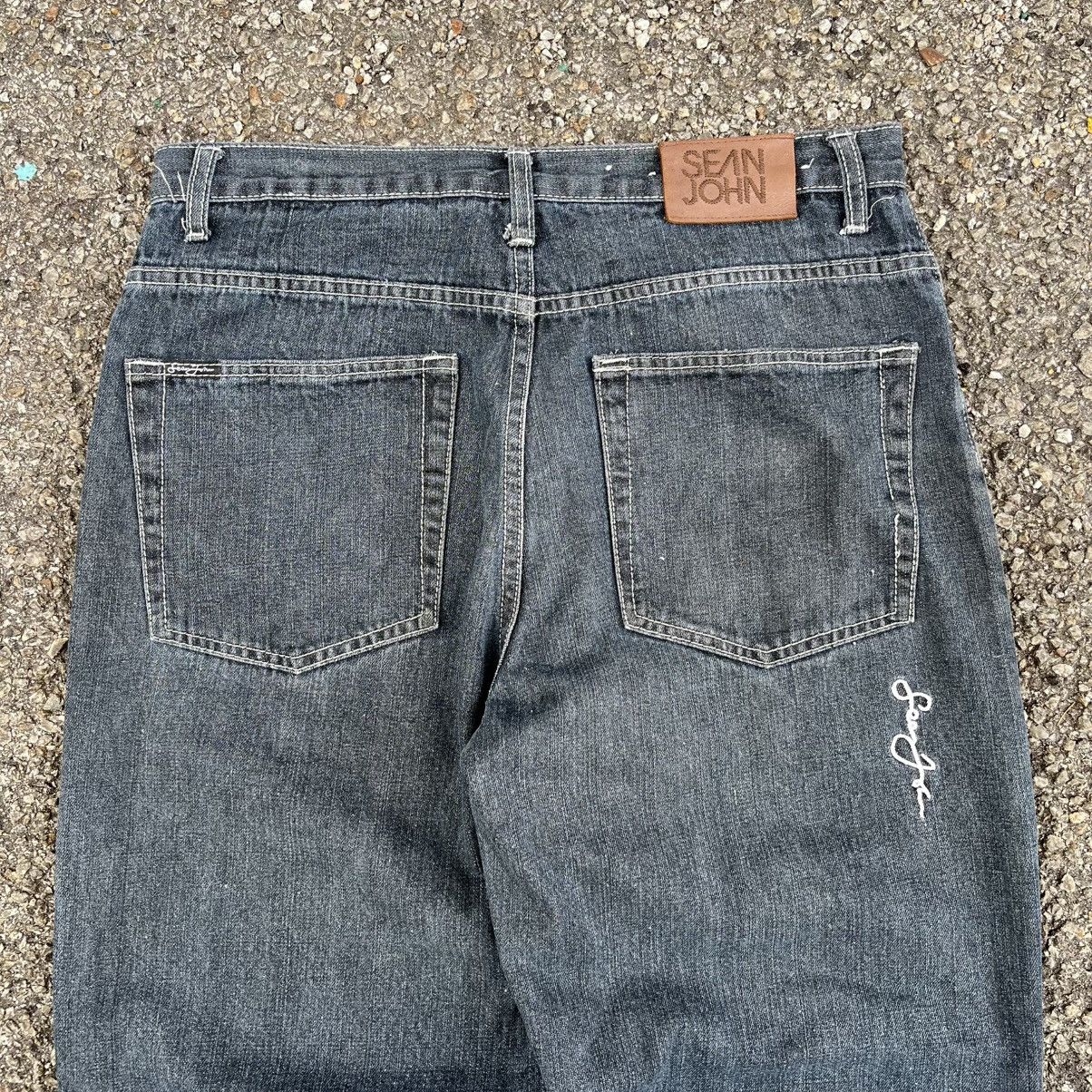 Sean John Y2K Baggy Jeans Sean John Big Logo Embroidery Faded Black Size US 34 / EU 50 - 10 Thumbnail