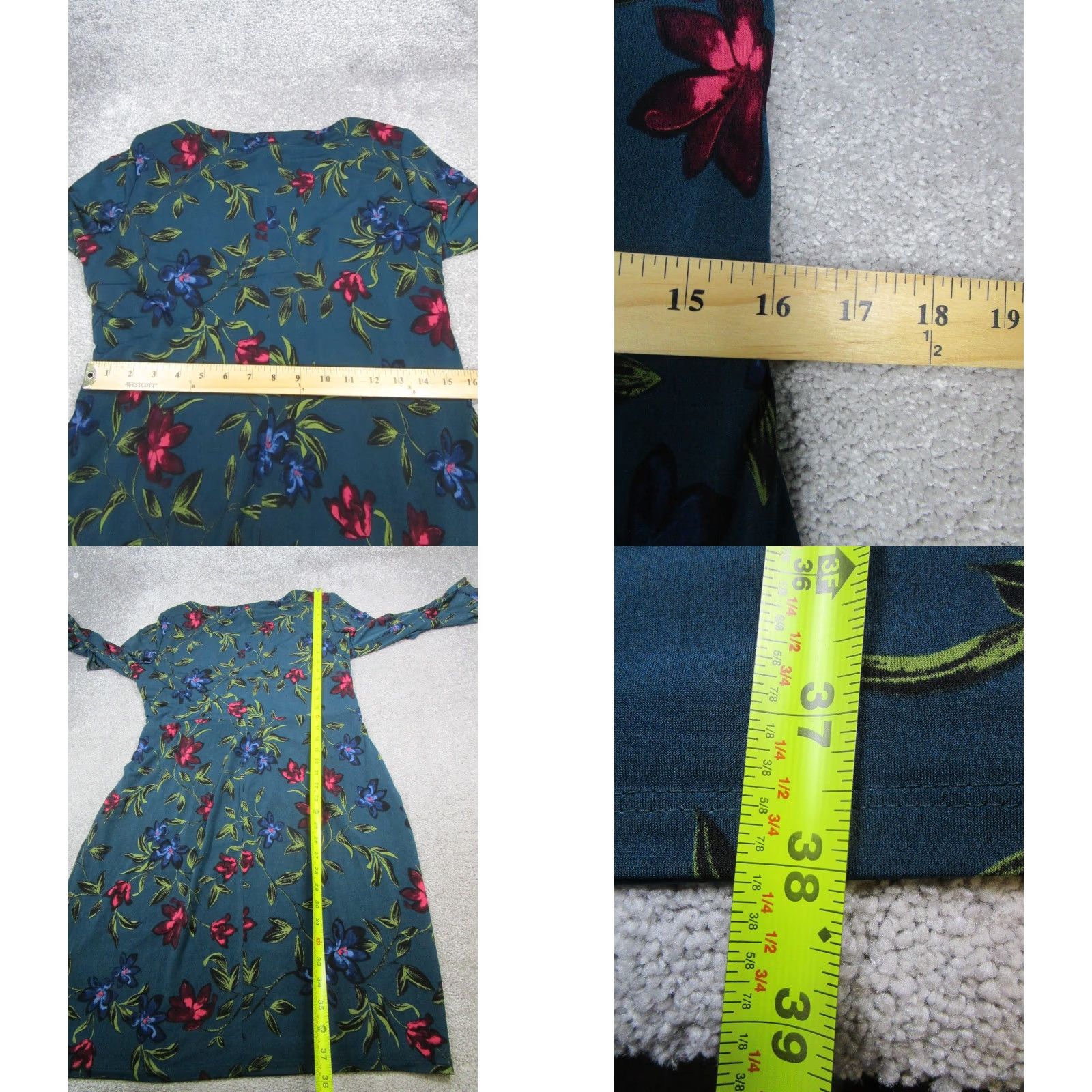 Ralph Lauren Lauren Ralph Lauren Dress Womens 16 Green Floral Wrap Blouson Blue Red Size XXL / US 16-18 / IT 52-54 - 8 Thumbnail