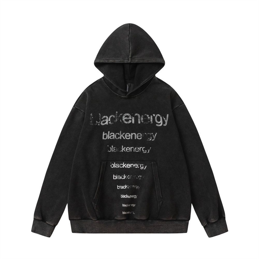 Vintage Retro casual distressed men's loose letter print hoodie Size US M / EU 48-50 / 2 - 1 Thumbnail