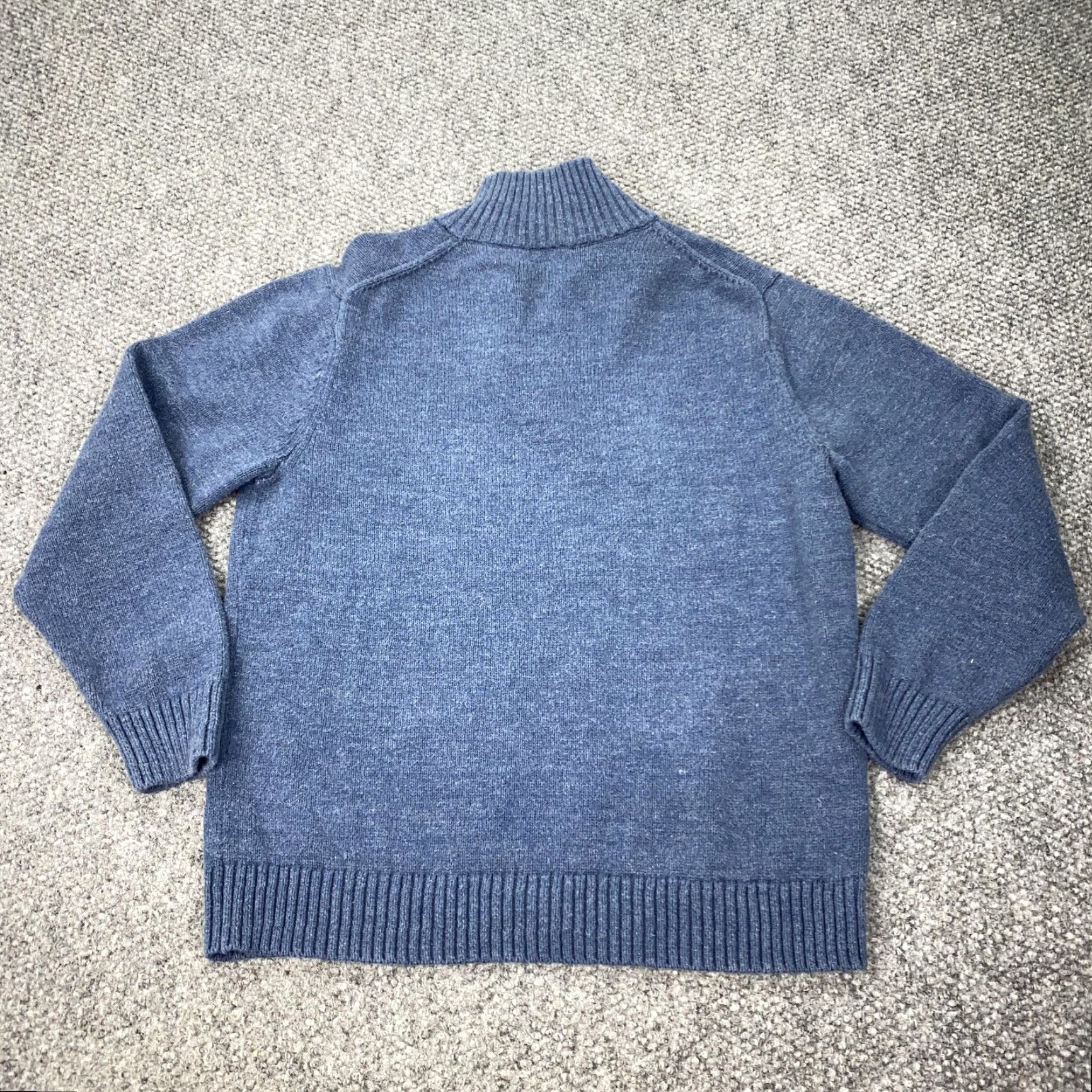 Vintage LL Bean Sweater Mens Medium Blue 1/4 Zip Mock Neck Cotton Knit Pullover Size US M / EU 48-50 / 2 - 5 Thumbnail