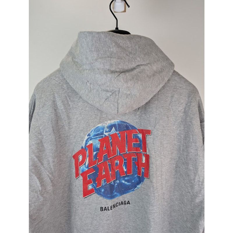Balenciaga o1rshd1 Q:2 / Planet Earth Molleton Arch Zip-Up Hoodie Grey Size US M / EU 48-50 / 2 - 15 Thumbnail