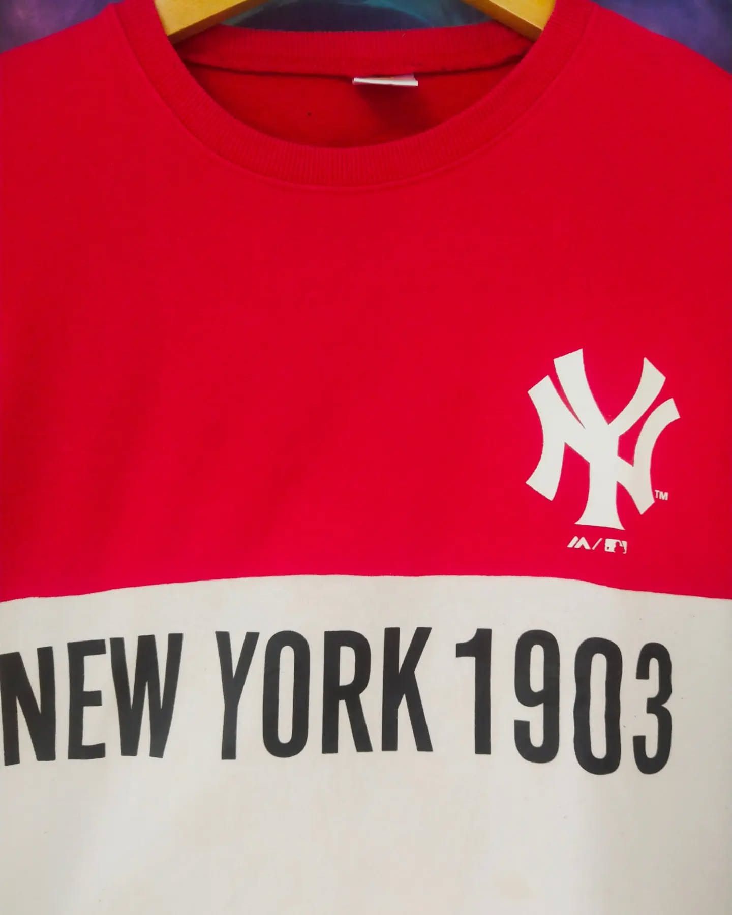 MLB New York Yankees Two Tone White Red Youth Crewneck