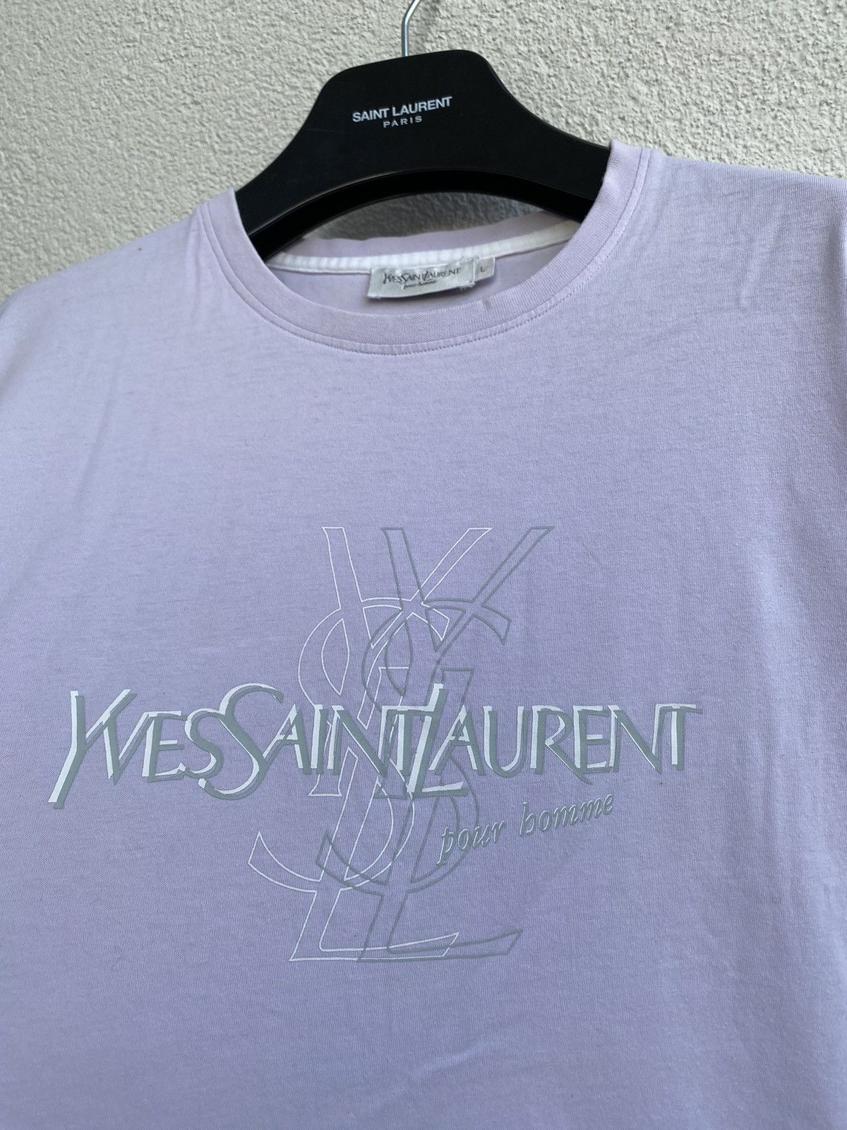 Yves Saint Laurent Lilac YSL T-Shirt Big Logo Double Layer YSL Shirt YSL Tee Size US L / EU 52-54 / 3 - 11 Thumbnail