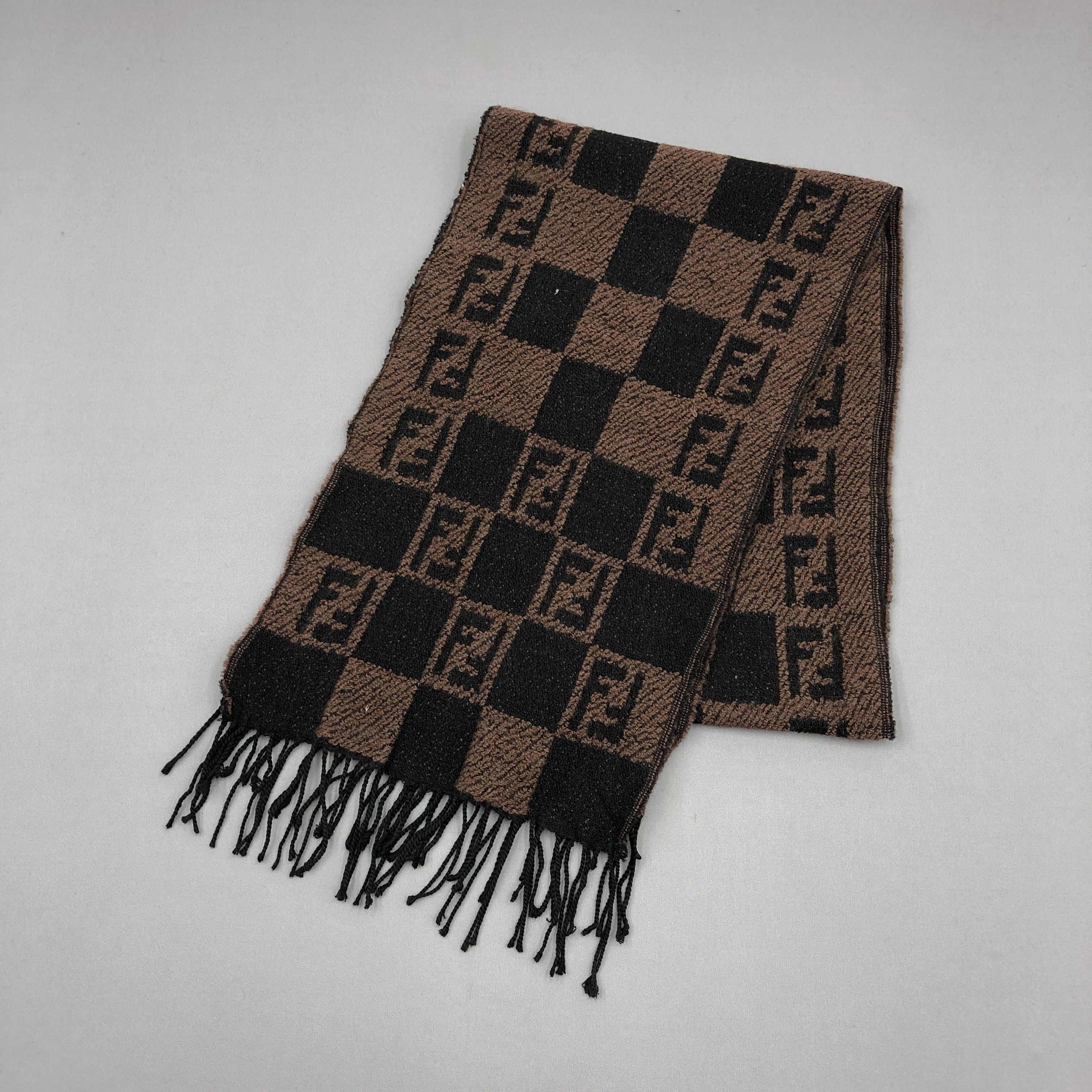 Fendi × Vintage Vintage Fendi Scarf Muffler FF Monogram Roma Wool Scarves Size ONE SIZE - 3 Thumbnail