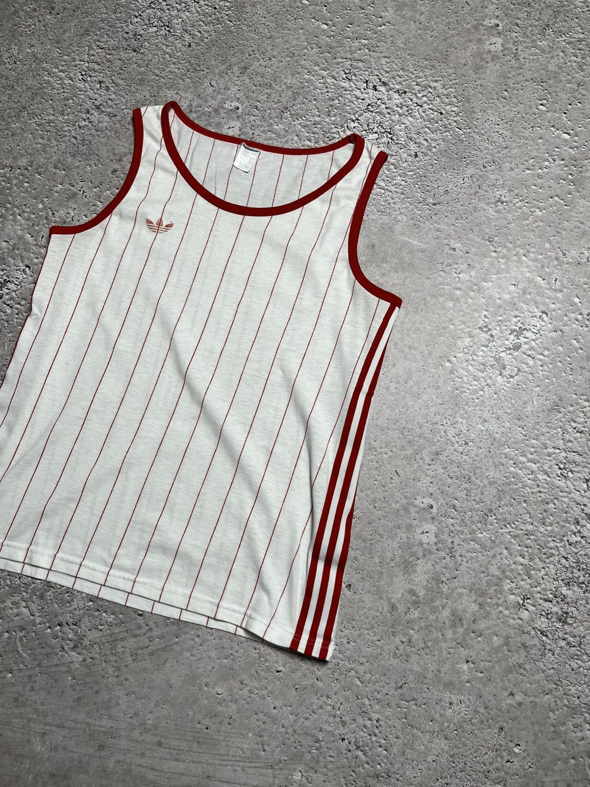Adidas × Vintage Vintage Adidas Ventex Tank Top Red White Pinstripe Trefoil Size US XS / EU 42 / 0 - 2 Thumbnail