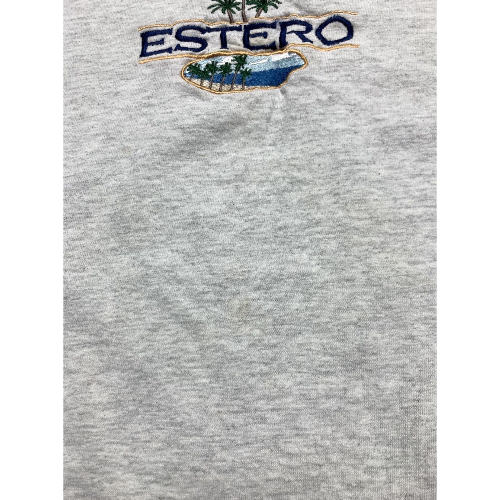 Vintage VINTAGE Beach T-Shirt Estero Florida embroidered palm trees gray large Mens L Size US L / EU 52-54 / 3 - 4 Thumbnail