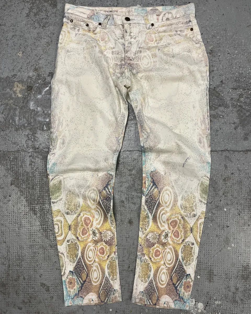1990s Roberto Cavalli Eroded Baroque White Pants