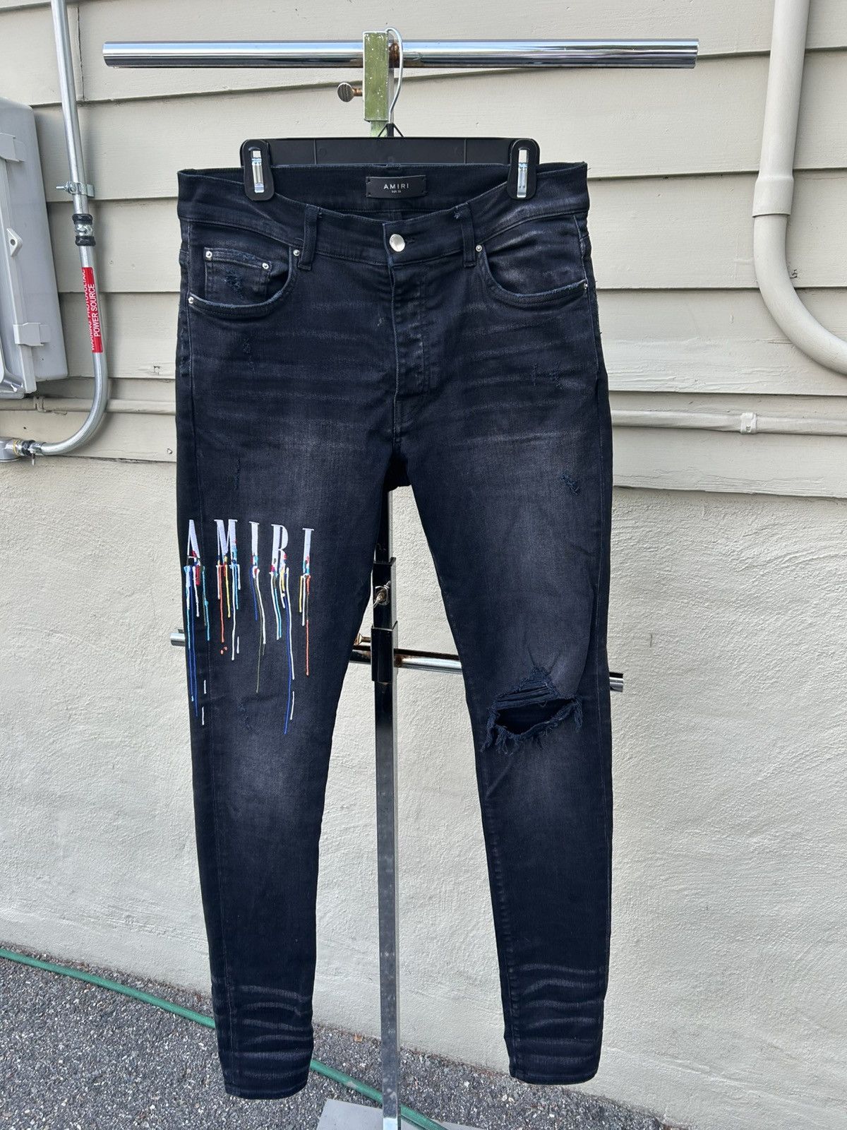 Amiri Amiri drip logo jeans black Size US 33 - 1 Thumbnail