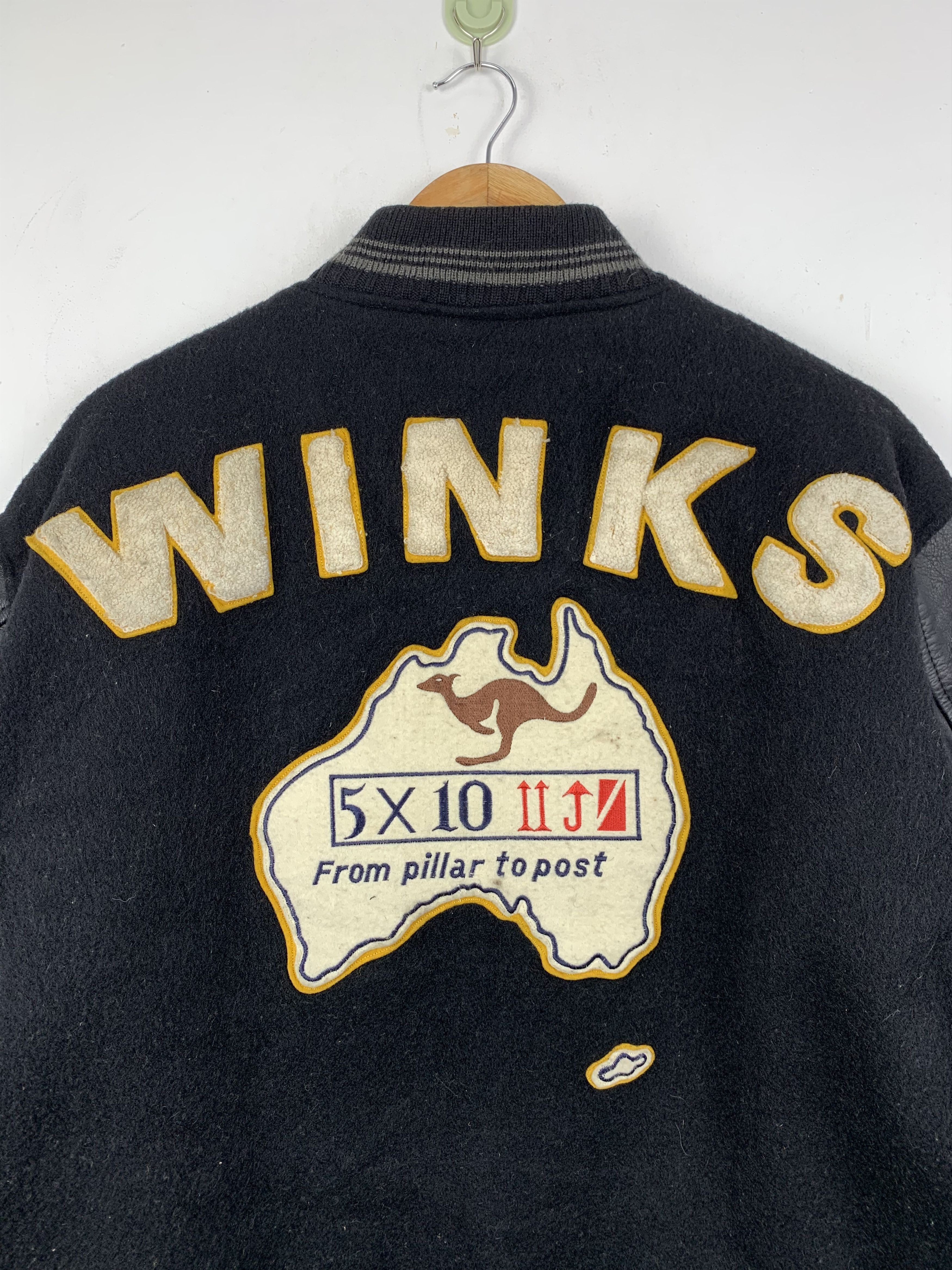 Vintage Vintage 80s Winks Leather Leather Varsity Jacket V0535 Size US L / EU 52-54 / 3 - 11 Thumbnail