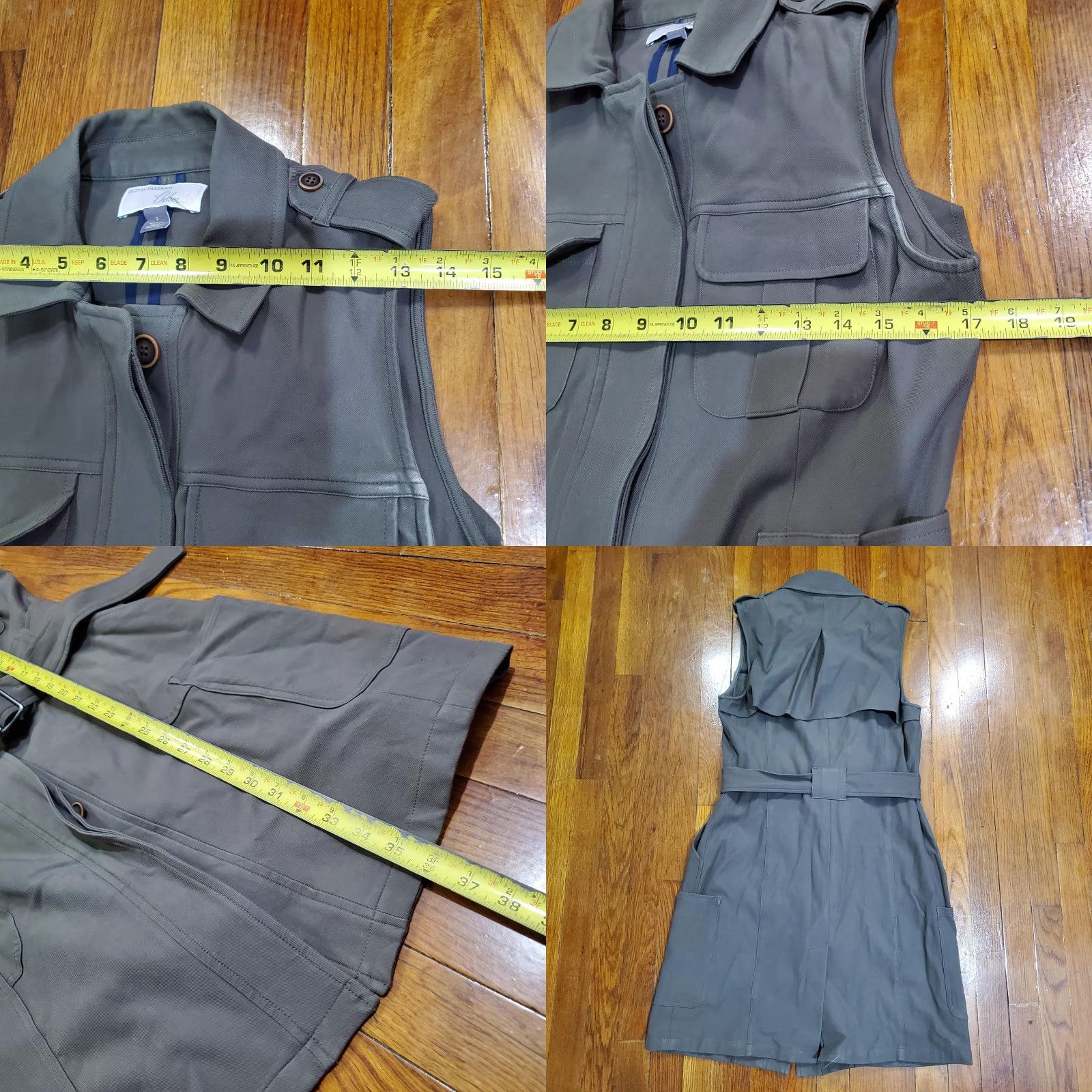 Olive Chelsea28 Olivia Palermo Trench Dress Womens Small Olive Belted Utility Pockets Shirt Dress Size S / US 4 / IT 40 - 8 Thumbnail