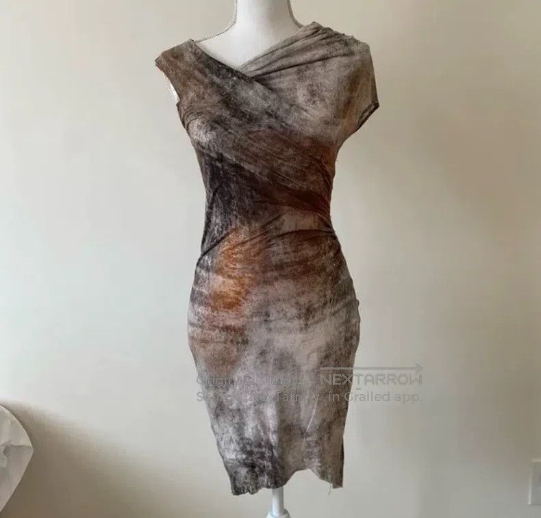 Helmut Lang size P 11 Style Earth Tones Rock Pattern Dress