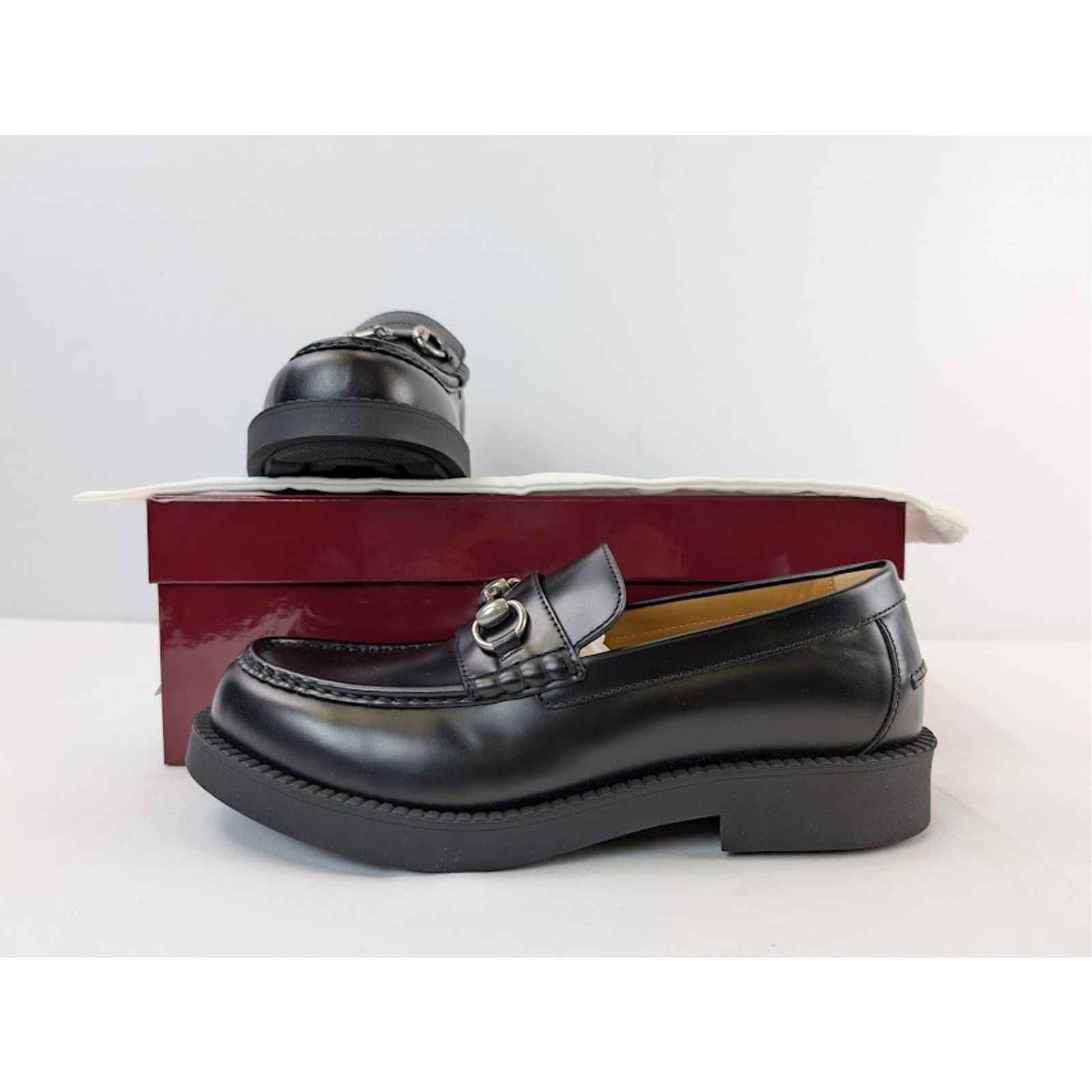 Gucci o1rshd1 Leather Taemin Moccasin Horsebit Loafer Boots Nero Size US 11 / EU 44 - 21 Thumbnail