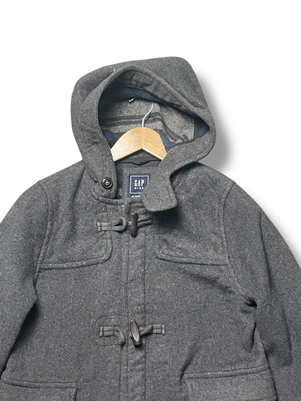 Gap × Vintage Vintage Gap Kids Wool Hooded Coat (46) Size US S / EU 44-46 / 1 - 4 Thumbnail