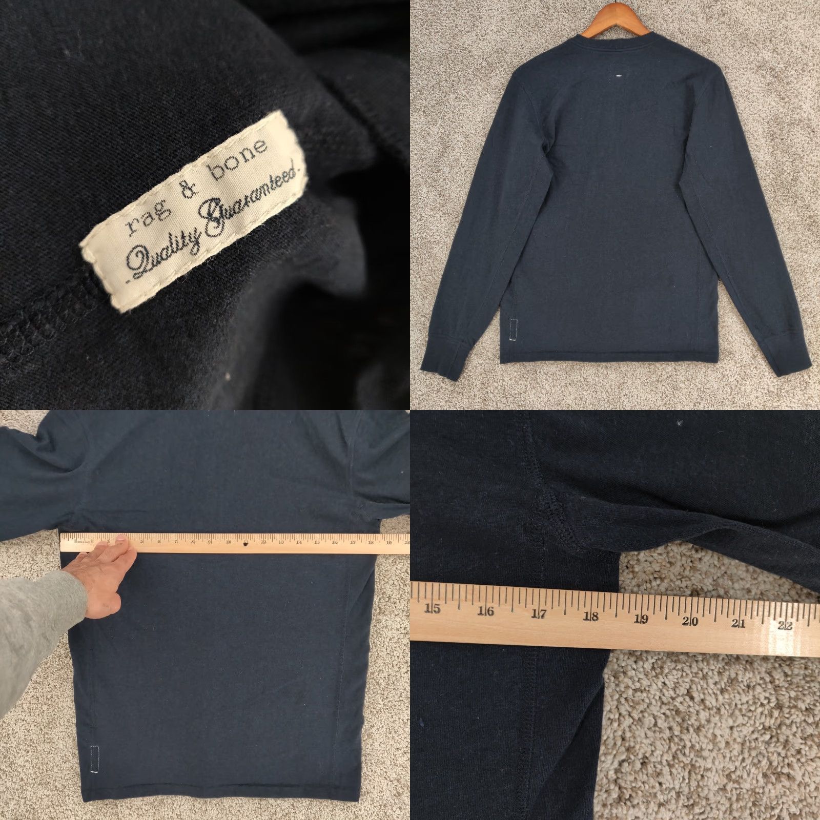 Rag & Bone rag & bone Shirt Men S Charcoal Standard Issue Henley Long Sleeve Pullover Size US S / EU 44-46 / 1 - 8 Thumbnail