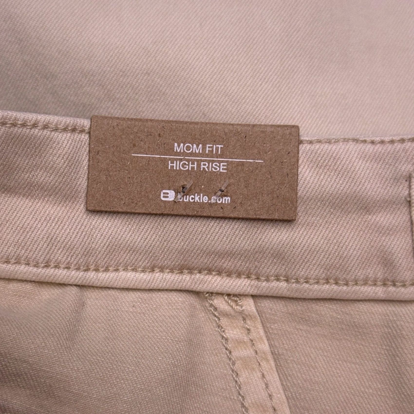 BKE BKE Jeans 28 Mom Fit High Rise Stretch 5-Pocket Denim Brown Tan Logo Buckle New Size 28" / US 6 / IT 42 - 4 Thumbnail