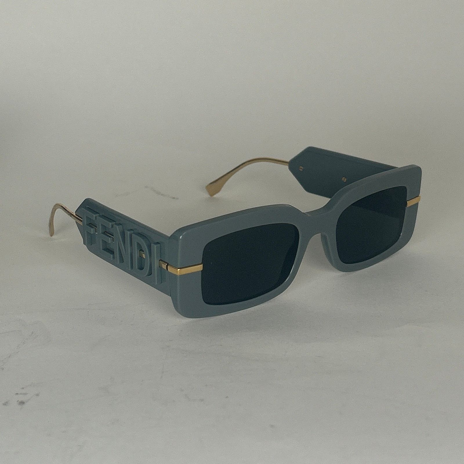 Fendi Gray Squared Logo Sunglasses