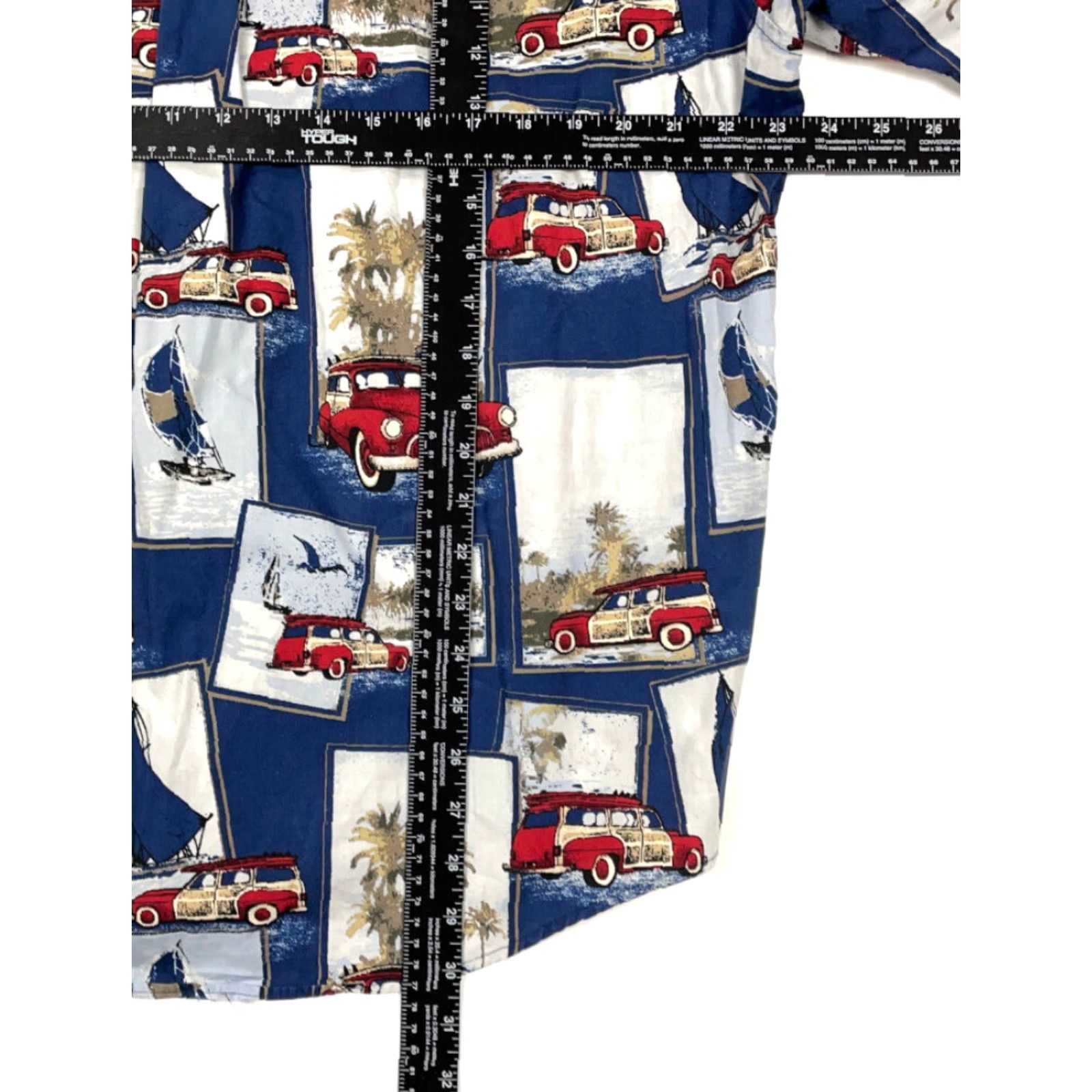 Vintage Natural Issue Shirt Adult Large Blue Car All-Over Print Short Sleeve Button-Front Cotton Casual 50s Cars Retro Mens Size US L / EU 52-54 / 3 - 6 Thumbnail