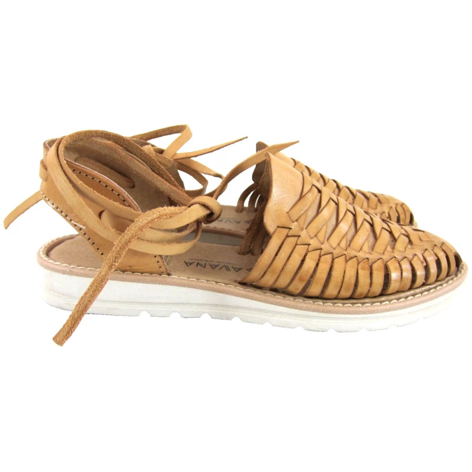Vintage Avana Calzado Artesanal 100% Leather Ankle Strap Tie Huarache Sandal Women 9/40 Brown Leather Sandal Women 9/40 Avana Calzado Artesanal Size US 9 / IT 39 - 3 Thumbnail