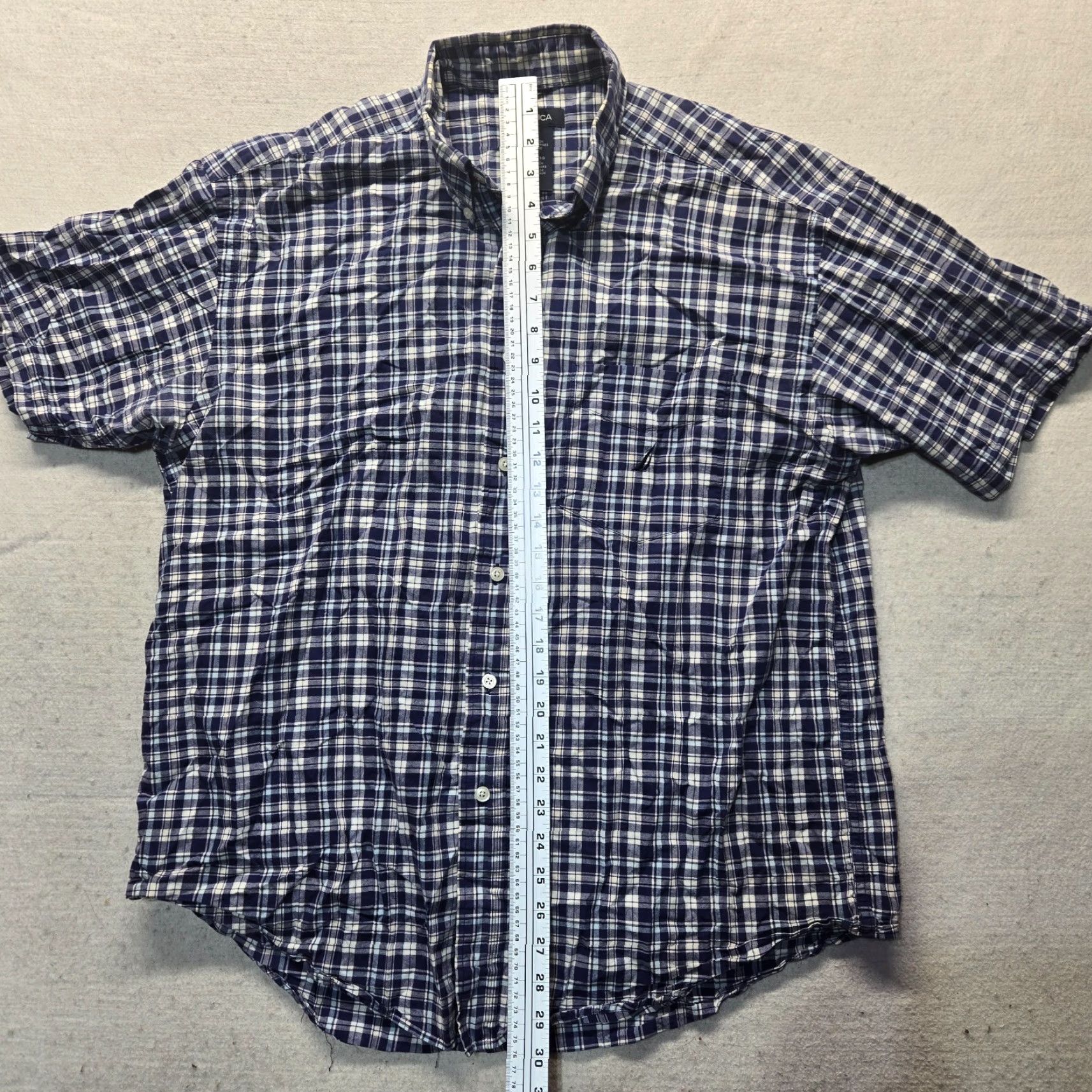 Nautica VINTAGE Nautica Button-Up Shirt Long Sleeve Blue Plaid 100% Cotton Adult XL Casual Mens Size US XL / EU 56 / 4 - 6 Thumbnail