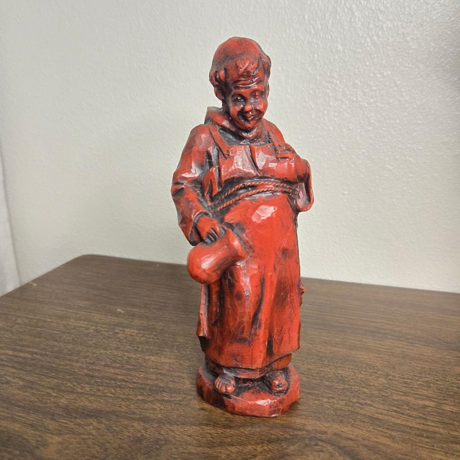 Vintage Vintage Hand-Carved Monk Folk Art Figurine - Red Patinated Size ONE SIZE - 14 Thumbnail