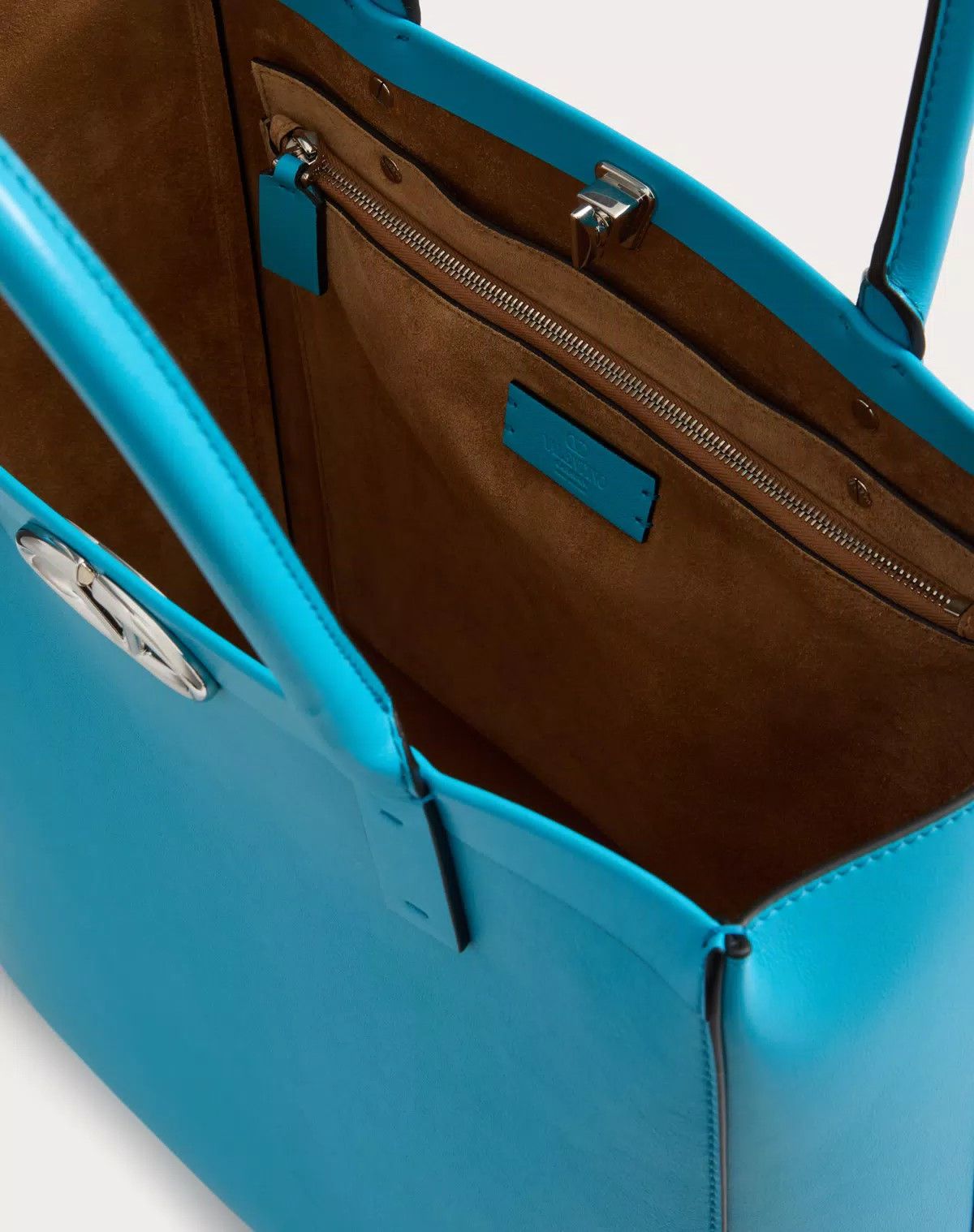 Valentino oc11z0725 Size:OS/ Locker Leather Shopping Bag in Sky Blue Size ONE SIZE - 6 Thumbnail