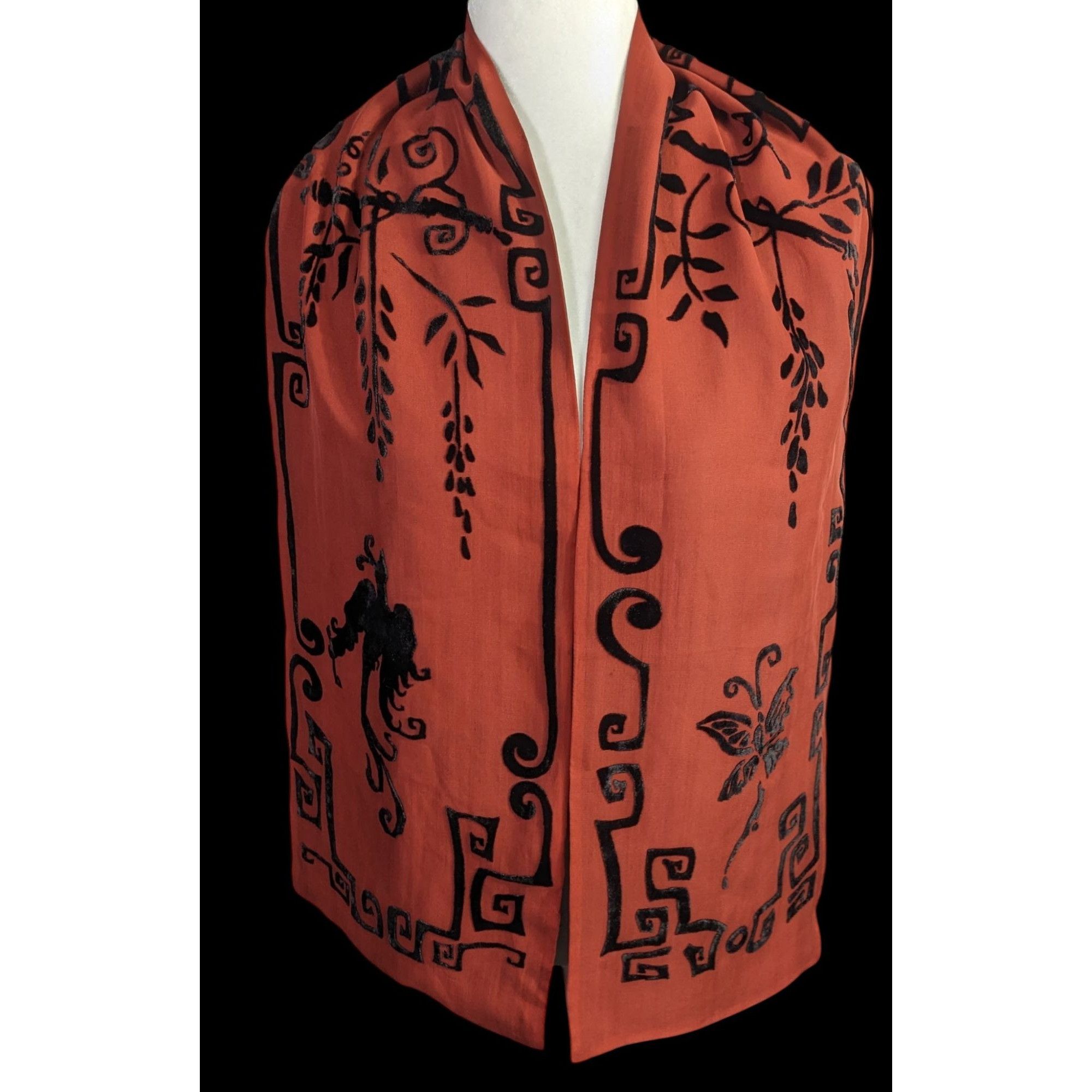 Other Vintage 90s Gothic Burnt Velvet Scarf With Intricate Butterf Size ONE SIZE - 4 Thumbnail