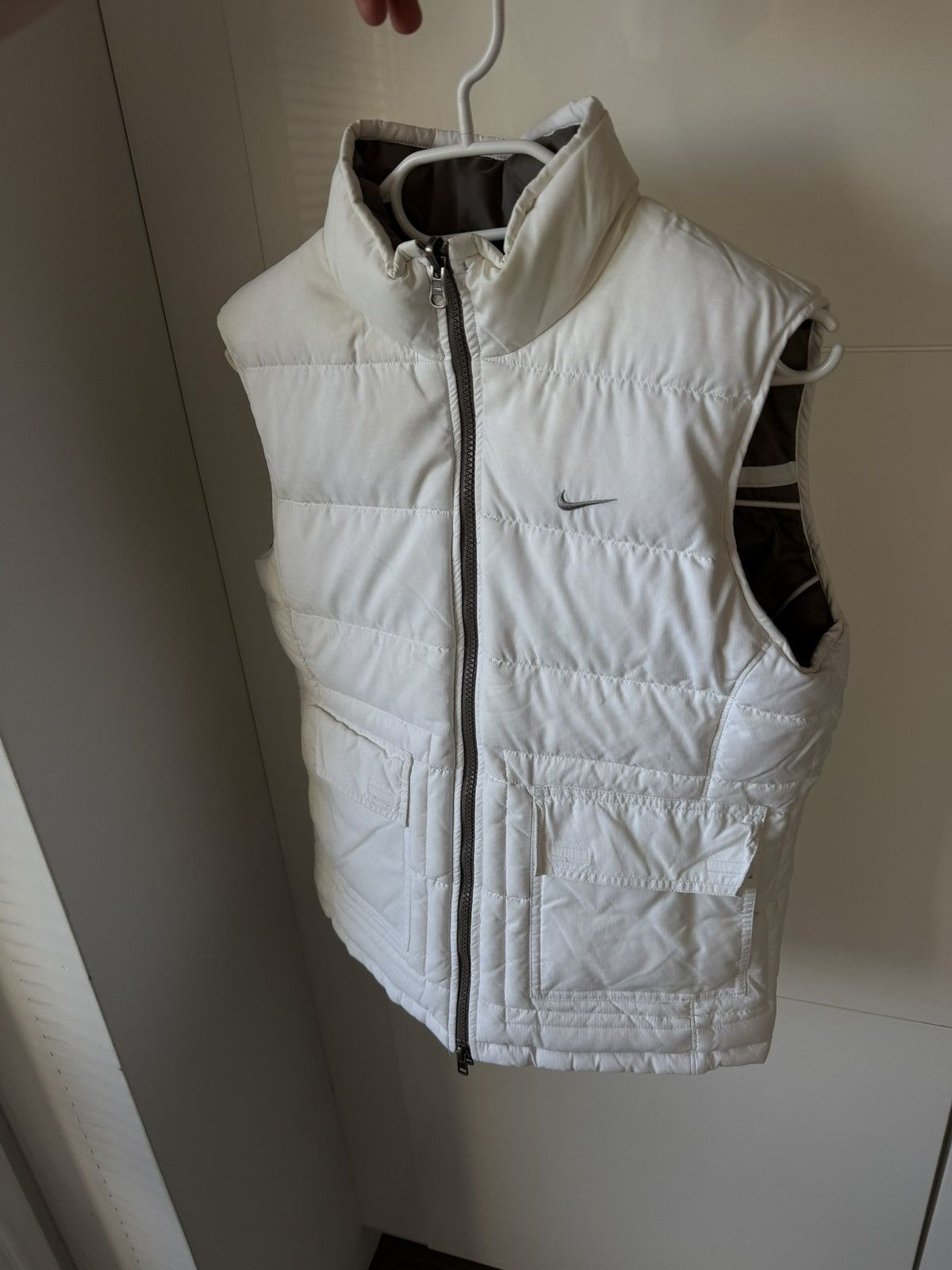 Vintage ‼️Vintage Knit Swoosh Logo Puffer Reversible Brown Vest‼️ Size M / US 6-8 / IT 42-44 - 8 Thumbnail