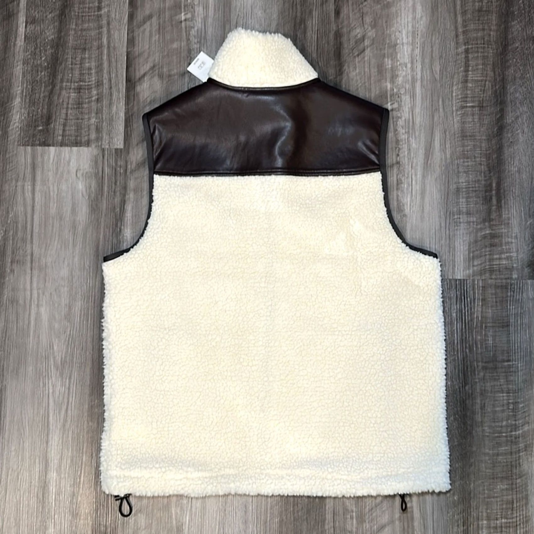 Michael Kors Michael Kors Vest Bomber Jacket Men Medium Sherpa Faux Leather Lined Cream Color NWT Bone Brown Polyester 100% Size US M / EU 48-50 / 2 - 2 Thumbnail
