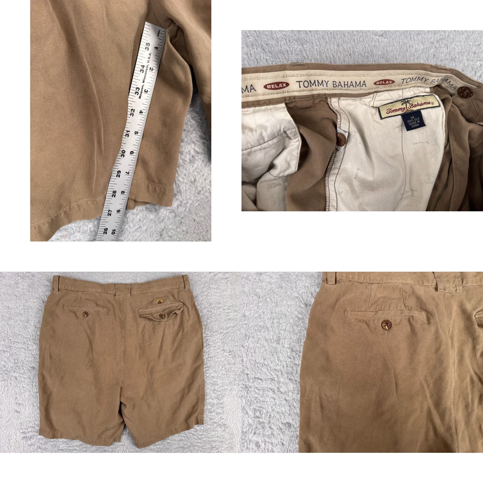 Tommy Bahama Tommy Bahama Shorts Men 36 Brown Bermuda Silk Pleated Beach Vacation 35x8 Cargo Pocket Relaxed Shorts Mens Beach Size US 36 / EU 52 - 9 Thumbnail