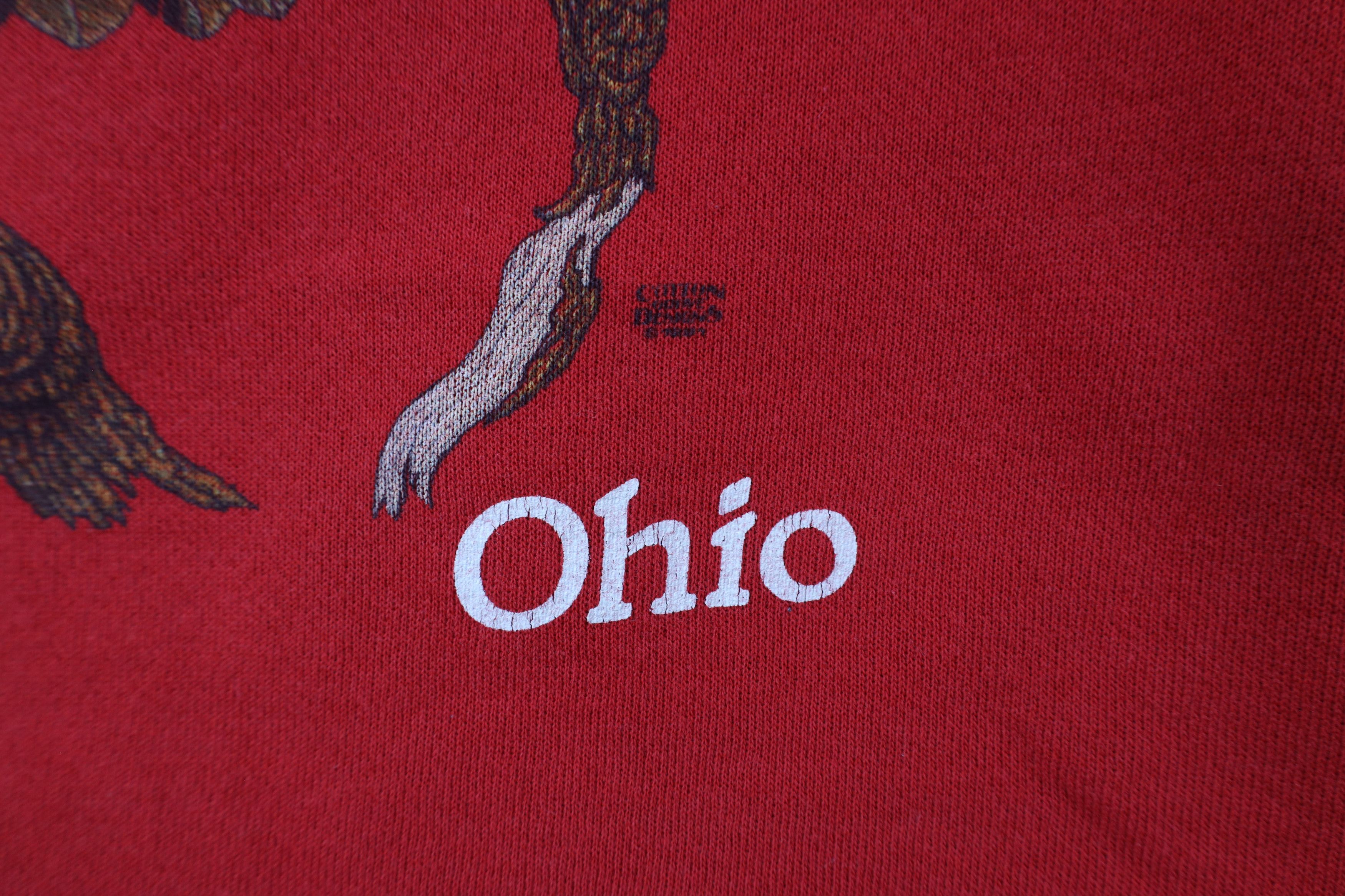 Vintage Vintage 90s Streetwear Ohio Nature Bird Sweatshirt Red USA Size US XXL / EU 58 / 5 - 5 Thumbnail
