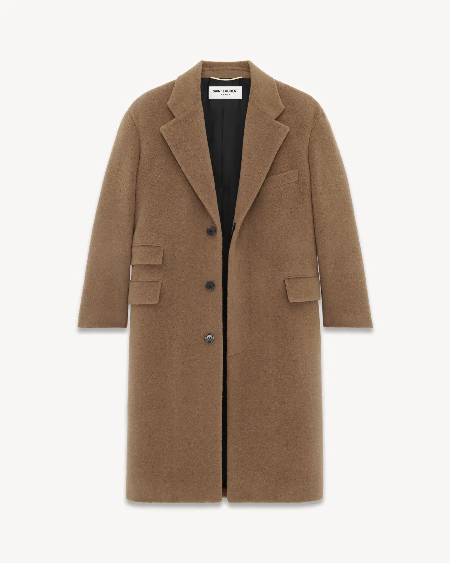 Saint Laurent Paris o1s1wg110125 756972 Oversized Coat In Wool in Beige Size L / US 10 / IT 46 - 2 Thumbnail