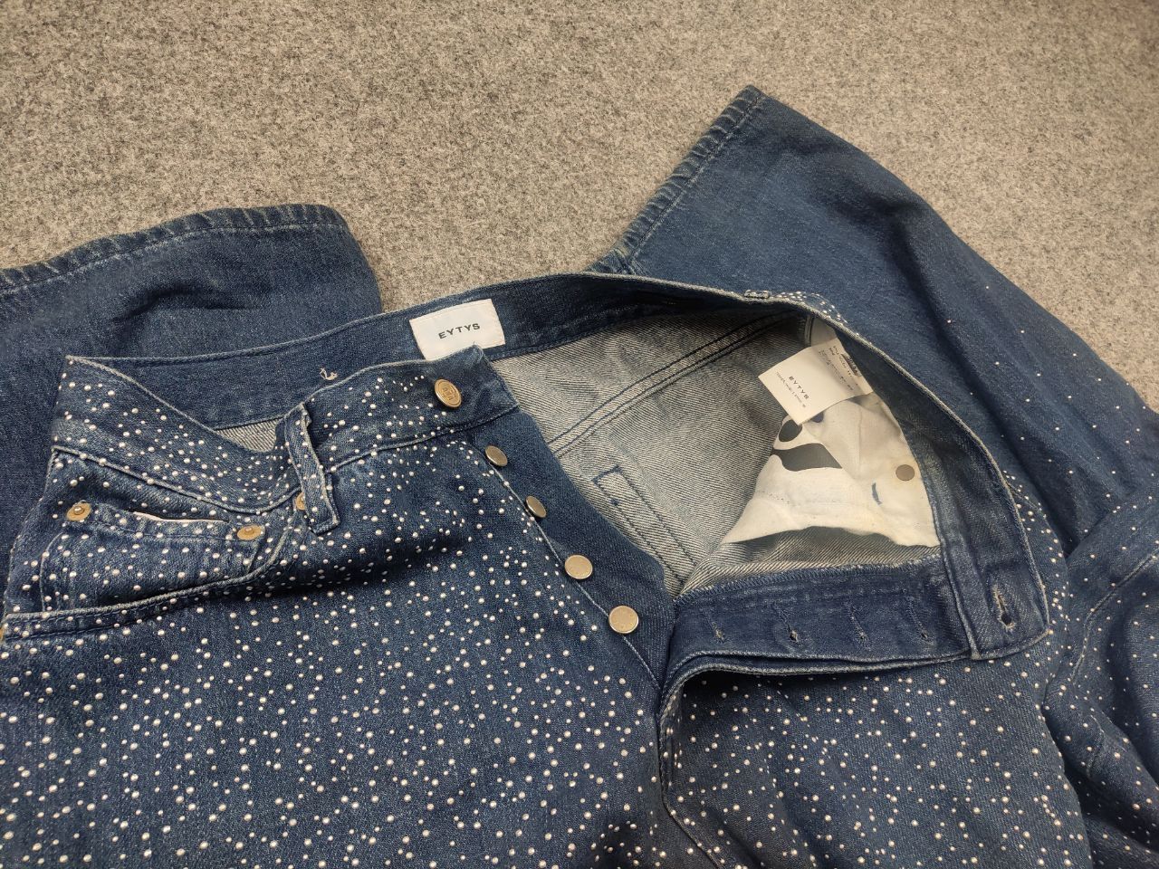 Rare Eytys Benz straight cut stones Blue Denim Jeans